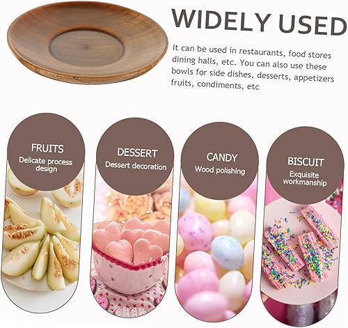 Miniatura 4 de Yardwe 4 unidades de platos de vinagre decorativos para sala, bandejas redondas de madera de madera, platos de servicio para fiestas, bandeja de