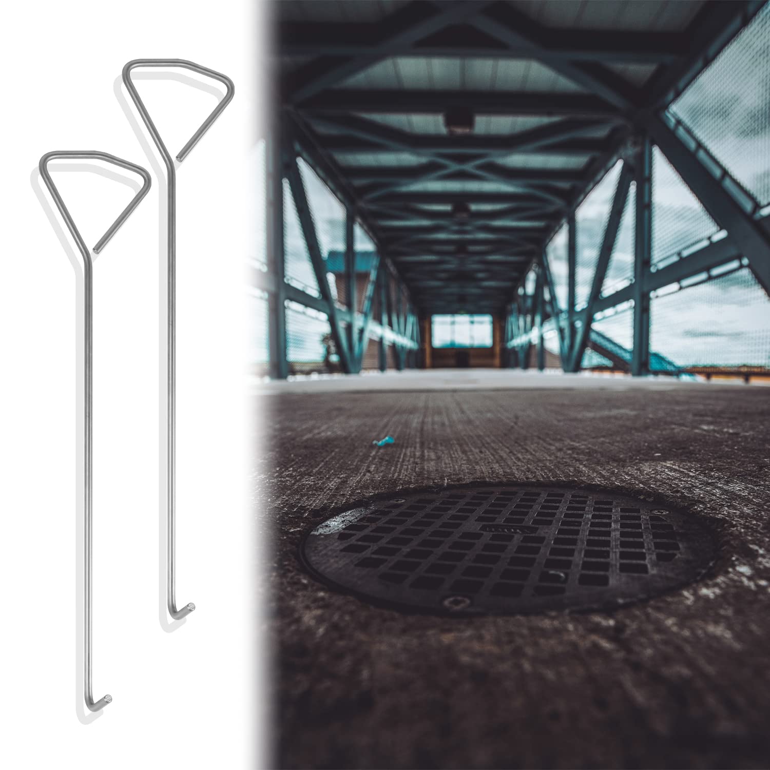 MaxAwe 2 sollevatori per canali, in acciaio inox, 60 cm, ganci per coperchio per canali
