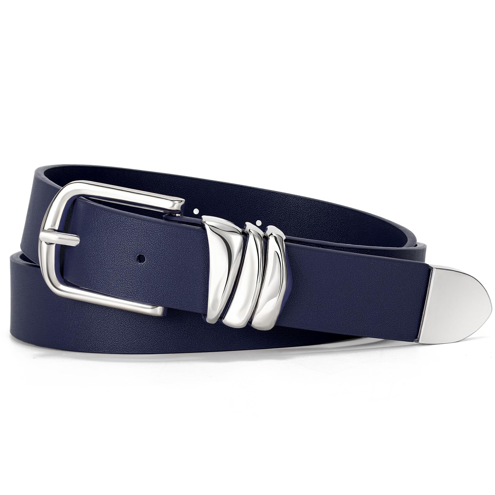 VONMELLI Womens Belt for Jeans Dress Leather Belt for Women Fashion Waist Ladies Belt with Silver Buckle