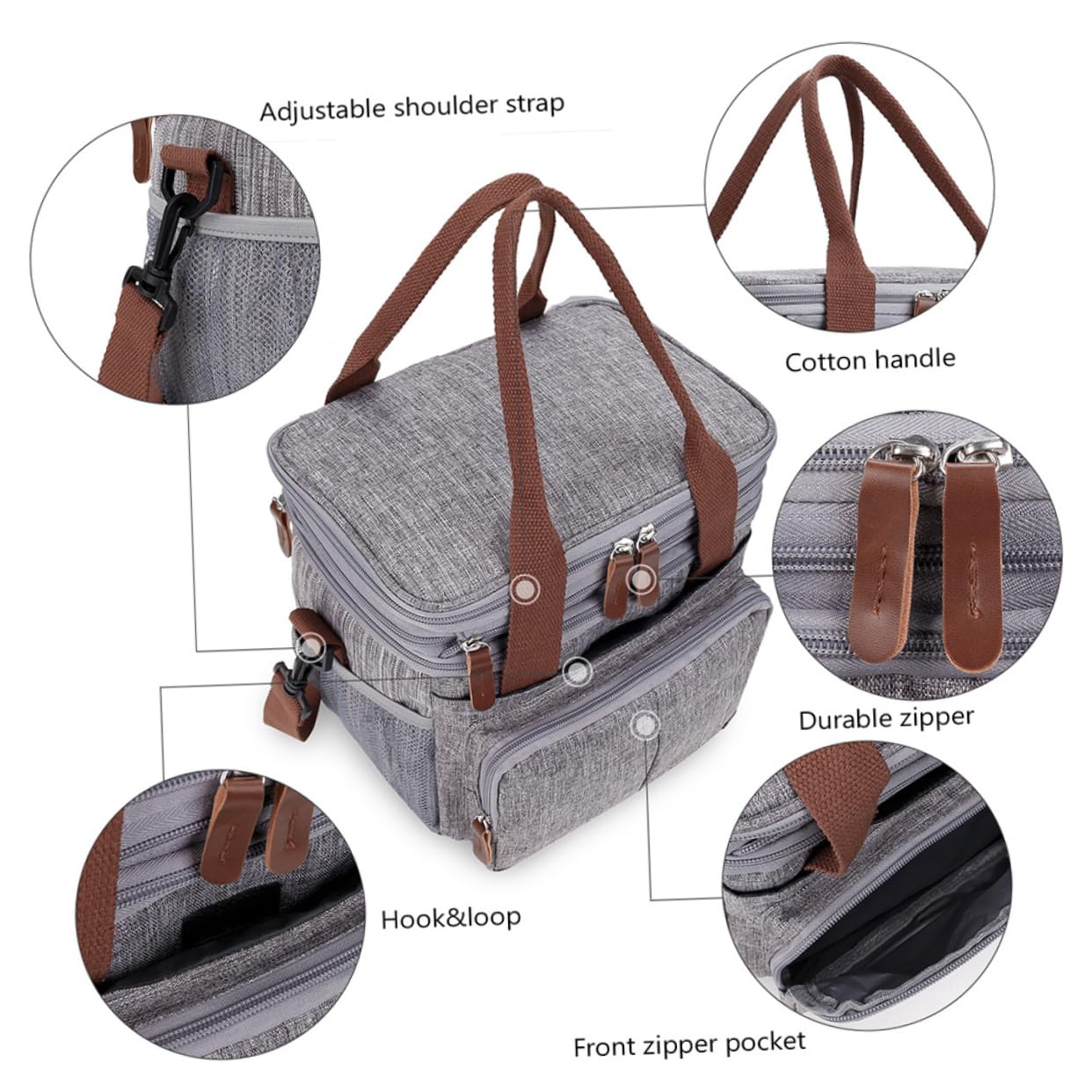 SHOWERORO Lunchtasche Mit Wärmeerhaltung Tragbare Bento-tasche Lunchbox-tasche Zur Frischhaltung Großes Fassungsvermögen Für Und Getränke Fein Verarbeitet Und Praktisch