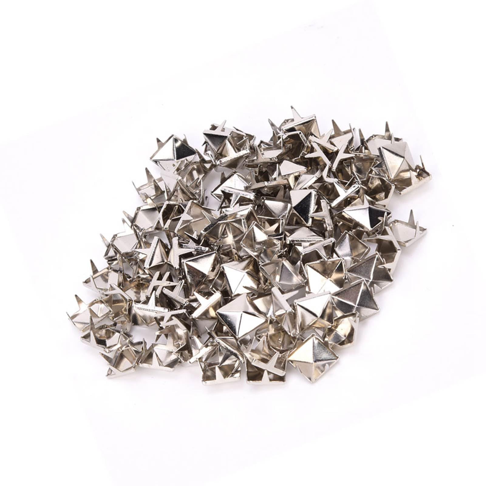 Metalowe Nity Kwadratowe Mosiądz Miedź Ozdobne ćwieki 9 Mm 100 Zestawów w Kolorze Złotym Srebrny Kolor Pistoletu Brąz do Rzemiosła Skórzanego Torby Buty Odzież Producenci i Naprawy (SILVER)