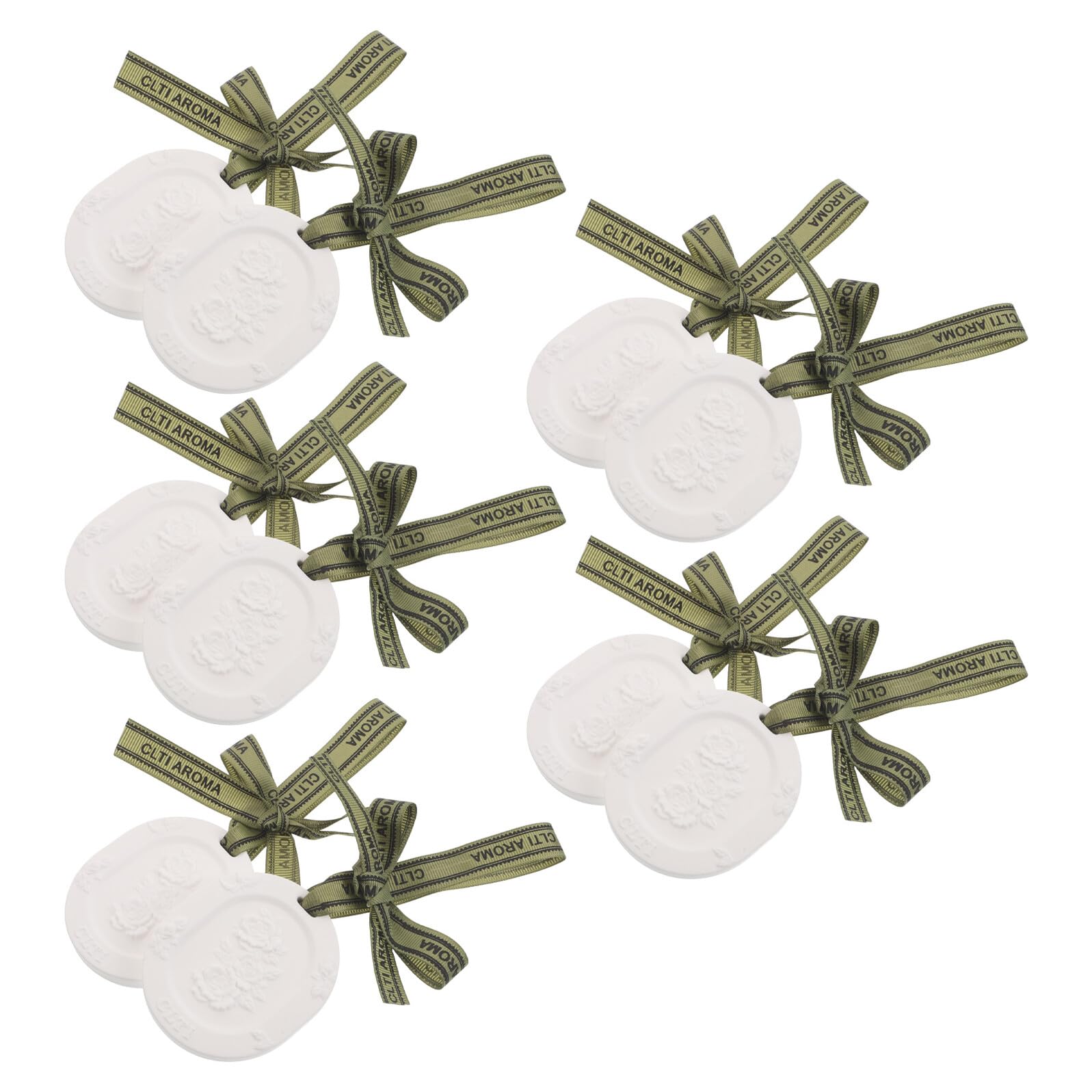 10 Pezzi Diffusore Passivo di Oli Essenziali in Gesso con Dischi Profumati Sospesi per Auto Bagno Armadio, Deodorante per Ambienti con Aroma Gardenia e Tè Bianco, Accessori per