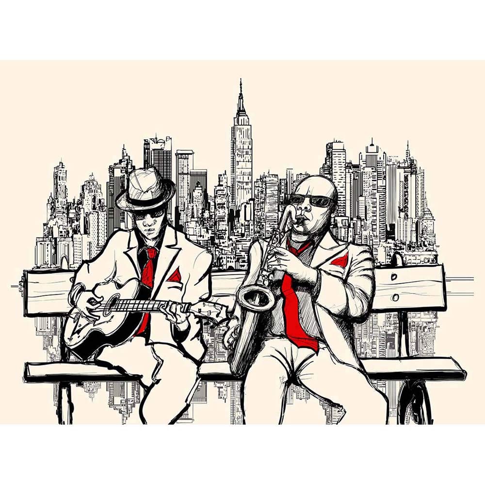 Wee Blue Coo Musicians Jazz Men New York Art Print Poster Wall Decor 12X16 Inch