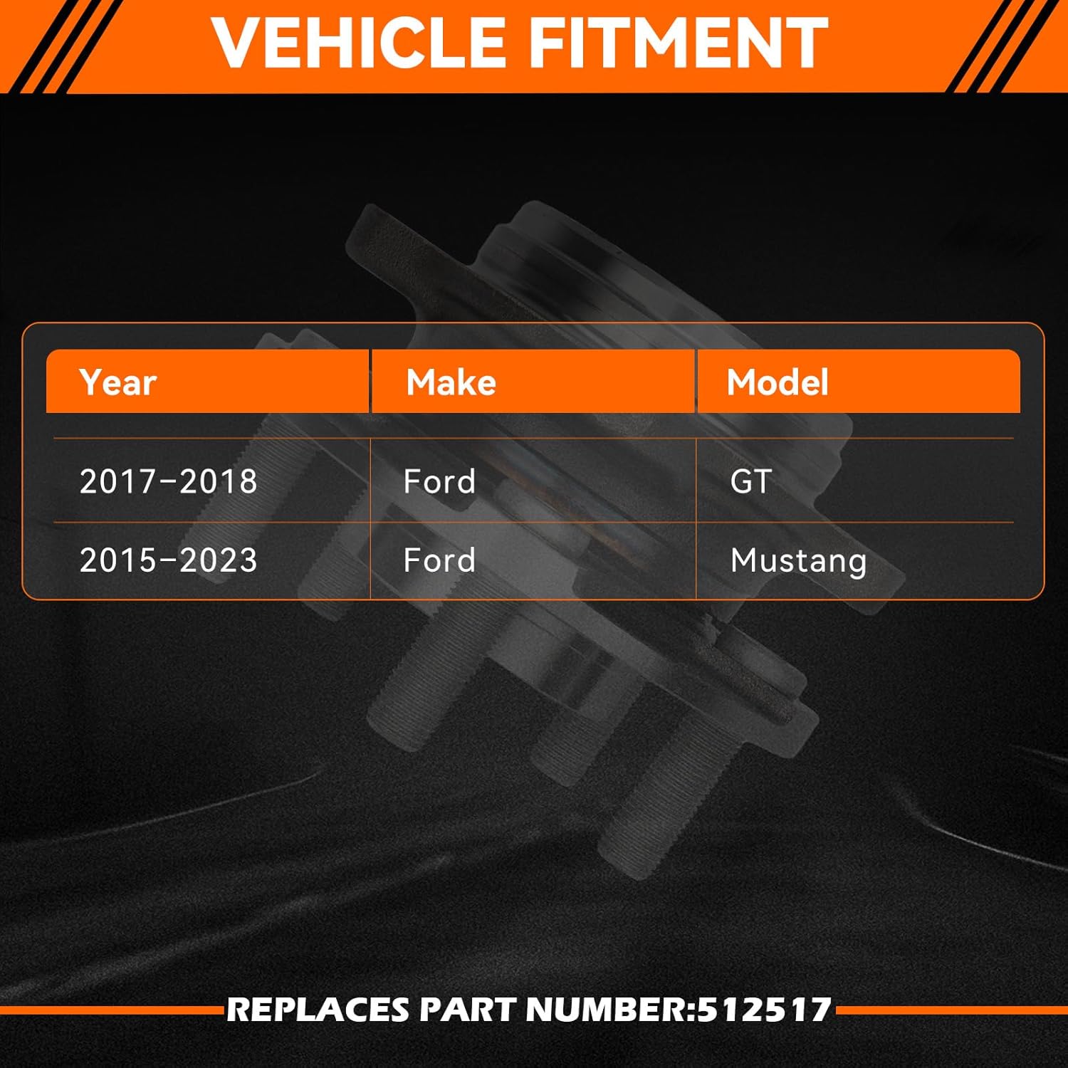 GAHA Rear Wheel Bearing and Hub Assembly 512517 Compatible for Ford GT 2017–2018/Mustang 2015–2023 2.3L L4, 3.7L V6, 5.0L V8 5 Lugs