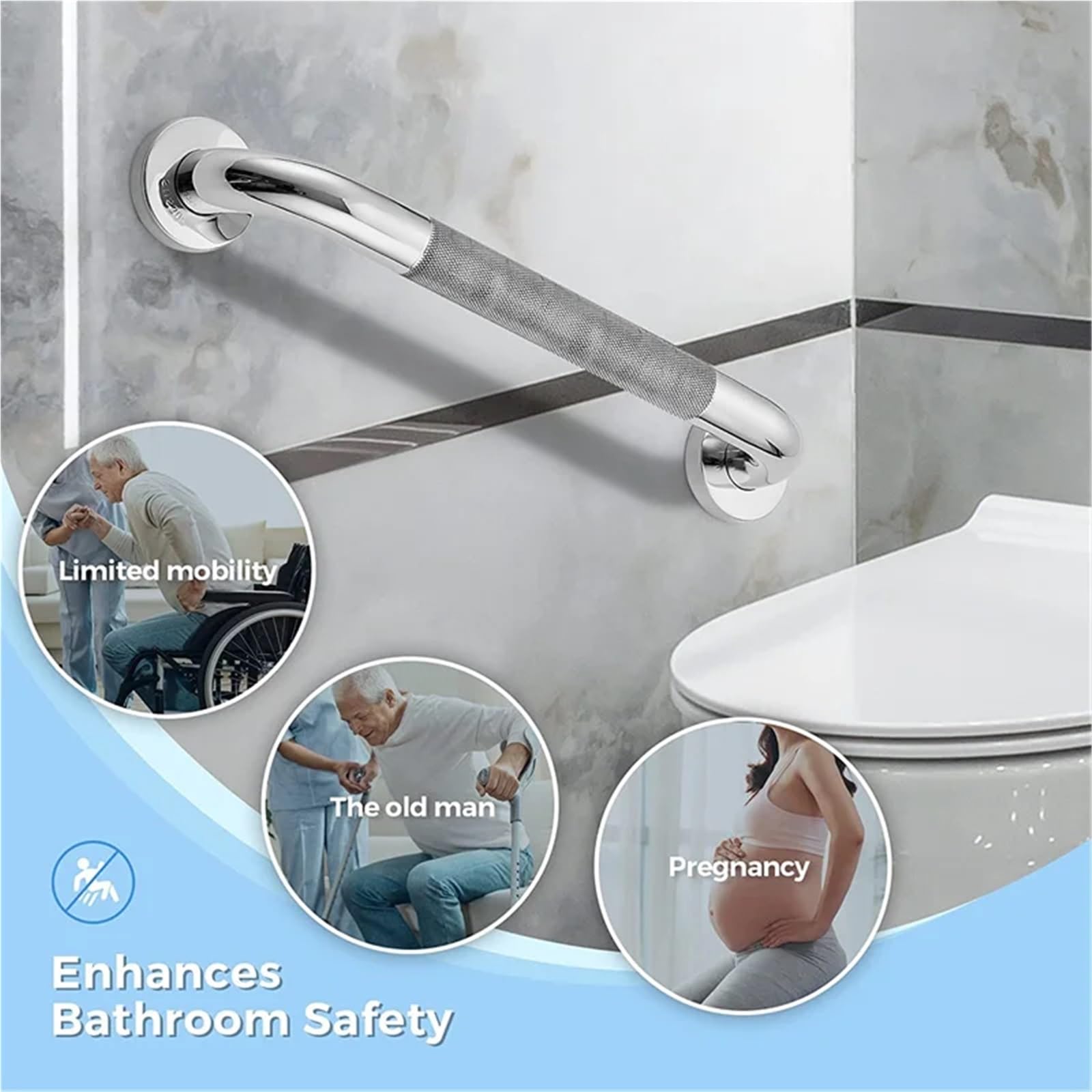 Barras de Apoyo para baños Pasamanos de baño para bañera, Inodoro, 300/400/500 mm, Antideslizante, para Ducha, Soporte de Seguridad, toallero(30cm 2pcs)