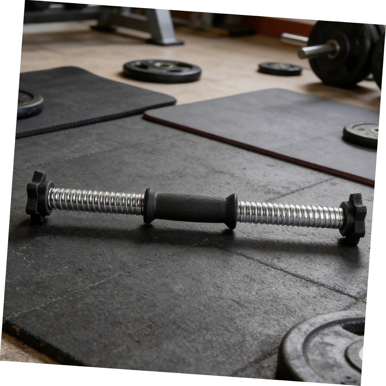 Adjustable Threaded Dumbbell Bar Handles with Spinlock Collars, 41cm Steel Non-slip Grip Weightlifting Handles, 2pcs Set for Home Gym Strength Training