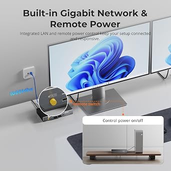 TESmart 4K@60Hz HDMI KVM Extender for Dual Monitor 328ft/100m Over CAT6a, DisplayLink H.265, Gigabit LAN, USB 3.0, EDID, Remote Power, Audio/MIC, Includes Transmitter & Receiver