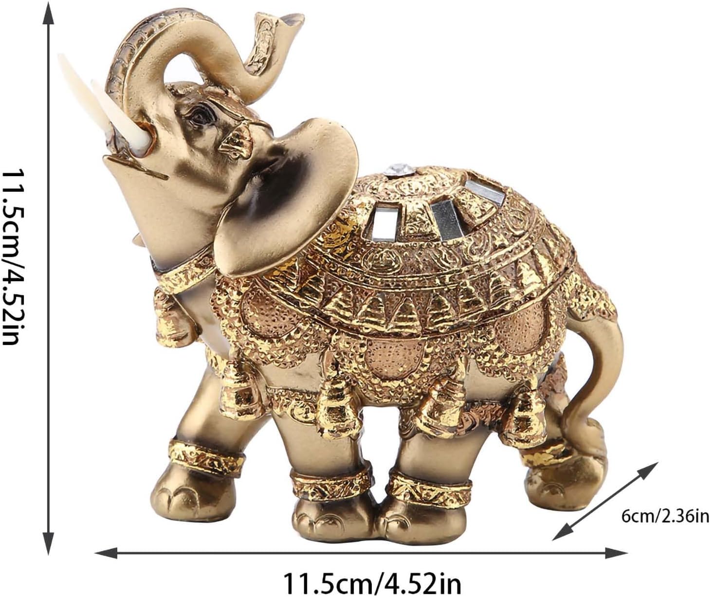Lucky Elephant Statue, Gold Large Elephant Statue, Wealth Lucky Feng Shui Money Elephant Lucky Figurine for Decoration, Elephant Decor Brings Good Luck (L), KooingTech0vutxqdagp-01 - Image 2