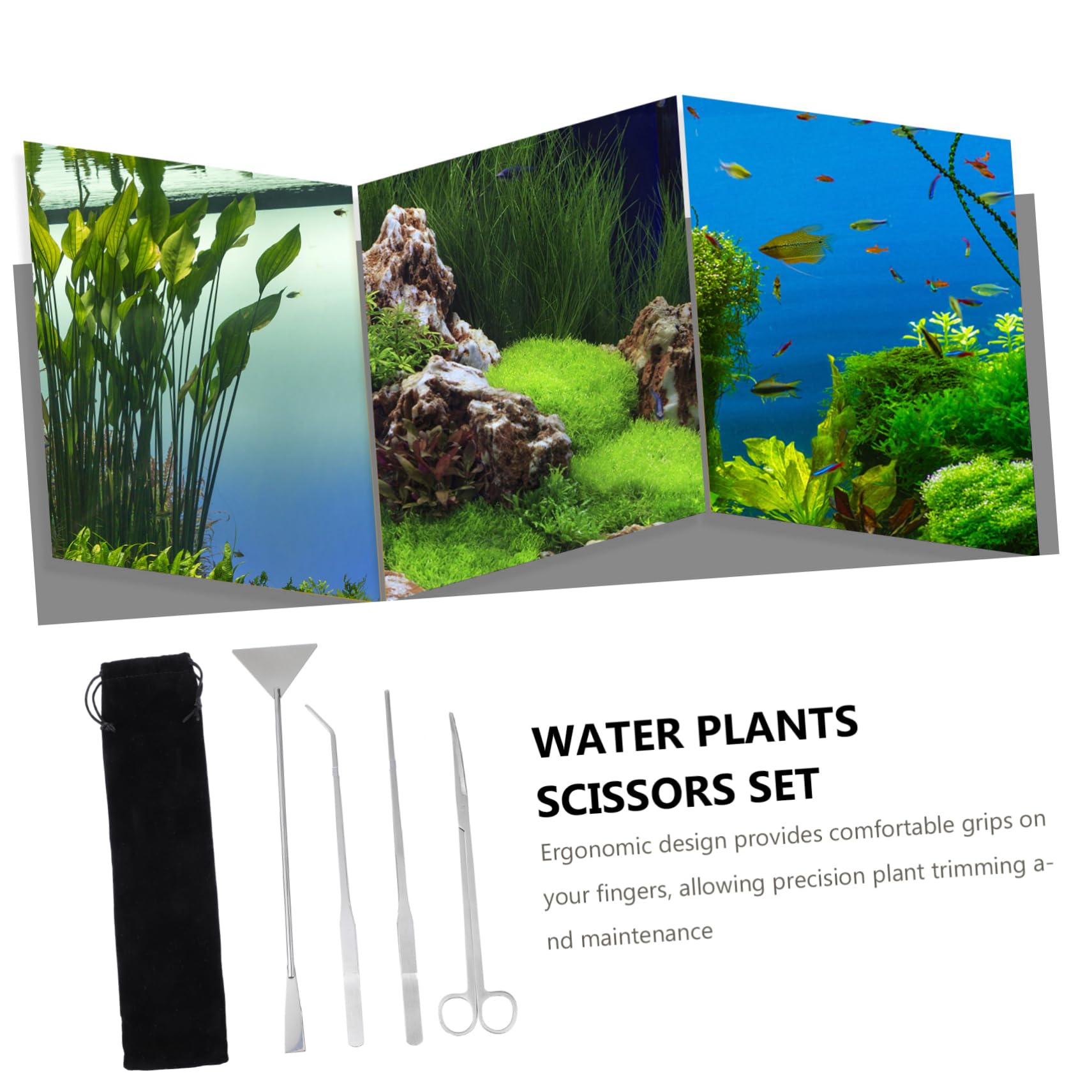Kit de Herramientas Inoxidable Acuarios 4 Piezas Tijeras y Pinzas Diseño para Plantas Acuáticas para de Acuarios Herramienta de Limpieza de Plantas