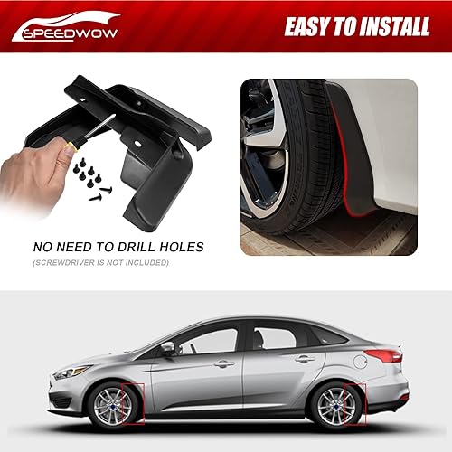 Miniatura 8 de SPEEDWOW Aletas de barro, aptas para Fusion 2013-2018 (no compatible con faldas laterales), juego de 4 piezas delanteras y traseras (no requiere