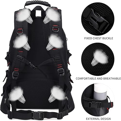 Miniatura 7 de Nerlion - Mochila de senderismo de 40 litros para hombres y mujeres, para campamento, impermeable, al aire libre, senderismo, mochila ligera (negro)