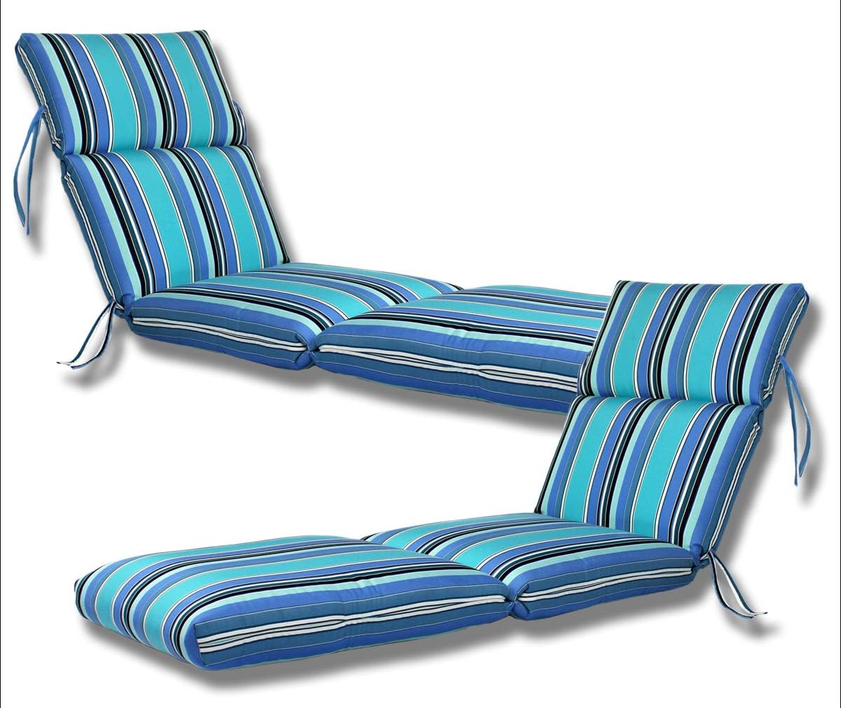 Comfort Classics Set of 2-22x74x5 Sunbrella Indoor/Outdoor Fabrics in Pacific Blue CHANNELED Chaise Cushion Inc.