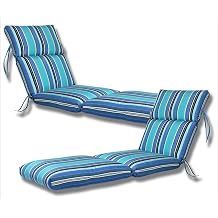 Comfort Classics Set of 2-22x74x5 Sunbrella Indoor/Outdoor Fabrics in Dolce Oasis CHANNELED Chaise Cushion Inc.