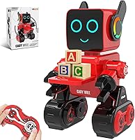 Vista 1 de HBUDS Robots para niños, control remoto robot juguete inteligente interactivo robot luz LED habla, bailes incorporado, banco de monedas programable