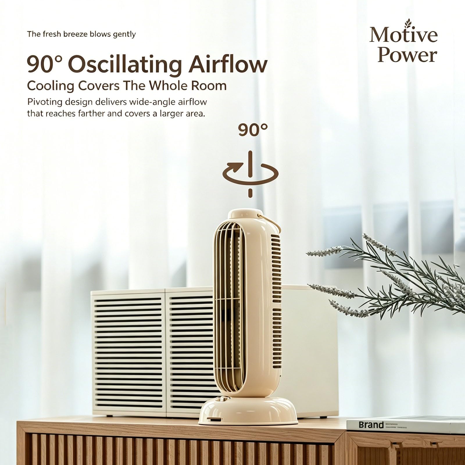 Generisch Ventilatore compatto per camera da letto per interni, ventilatore da tavolo portatile con 4 livelli di inclinazione di 90°, funzione aroma silenzioso, design con pulsante per (B, 12 x 13 x