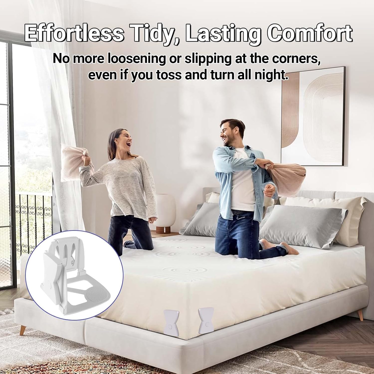Sheet Holders, Bed Sheet Holders for Corners, 4-Pack Heavy Duty Bed Sheet Grippers, Fitted Sheet Straps with Non-Slip Design, Universal Fit for All Mattress Sizes