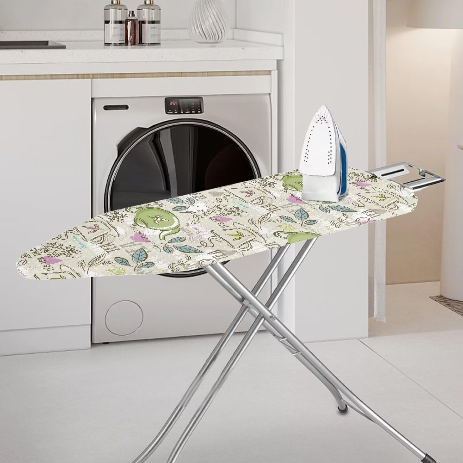 Poceacles Copriasse Da Stiro 2XL Con Fantasia Farfalle E Galassia – Imbottito, Riflettente Il Calore, Antiscivolo Con Fibbie – Adatto A Tavoli Grandi
