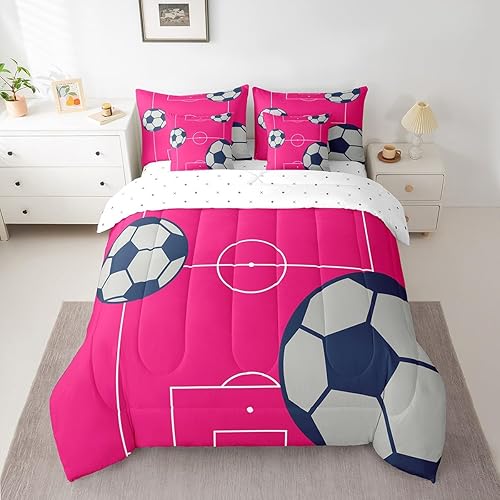 Miniatura 34 de Feelyou Juego de ropa de cama de fútbol americano tamaño Twin de 7 piezas, patrón de balón de fútbol americano para niños, niñas y adolescentes,