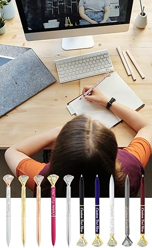 Miniatura 7 de 10 bolígrafos personalizados a granel con diamante, bolígrafo grabado con nombre, logotipo, texto a granel, para negocios, fiestas, eventos, regalo