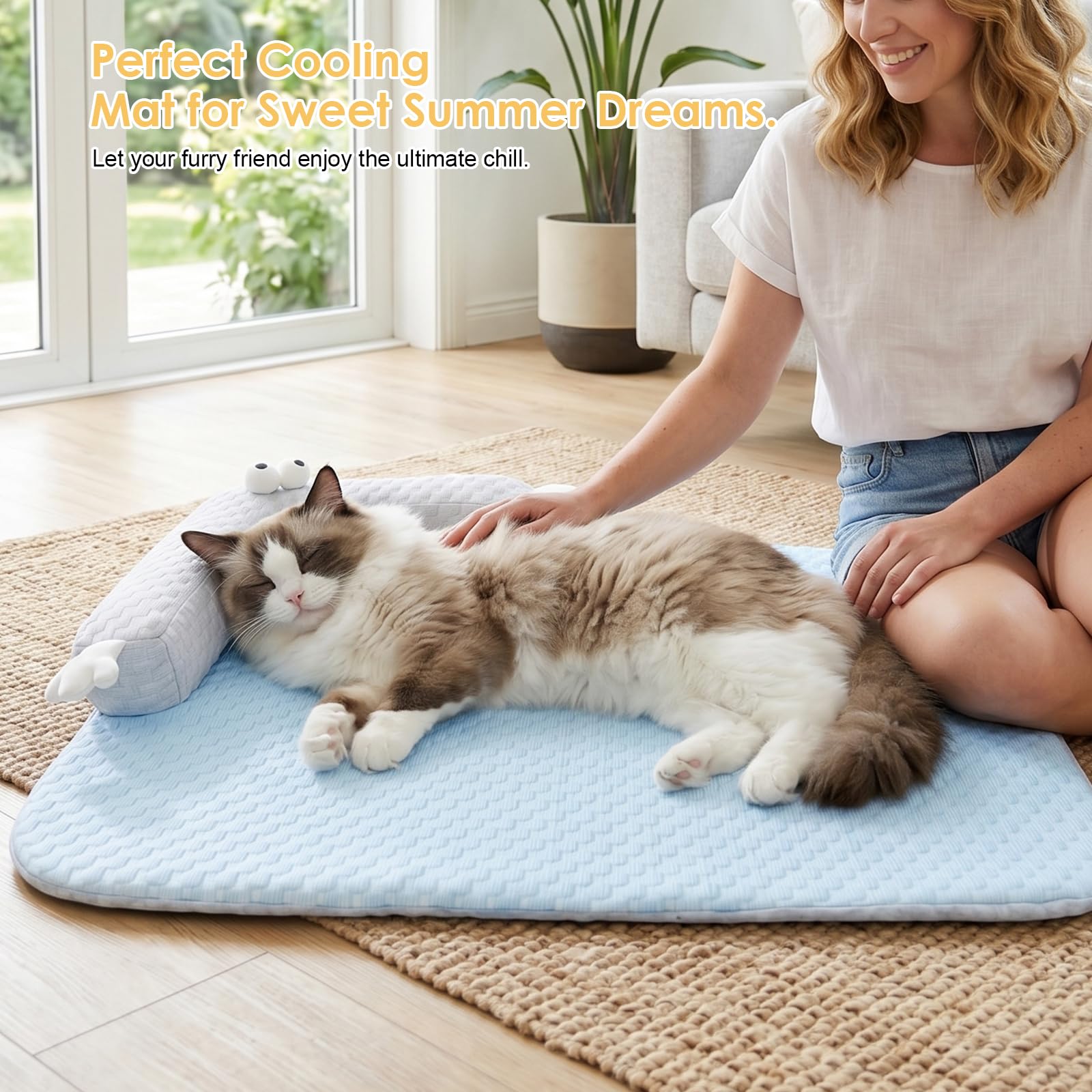 LOMUG Katzenkuhlbett Waschbar65 * 50cm lit U-fōrmigem Kopfkissen Katzen Bettchen fur Katze HundeKihlmatte Fur Katzen Hnd Kuhlende Latte Haustiermatte