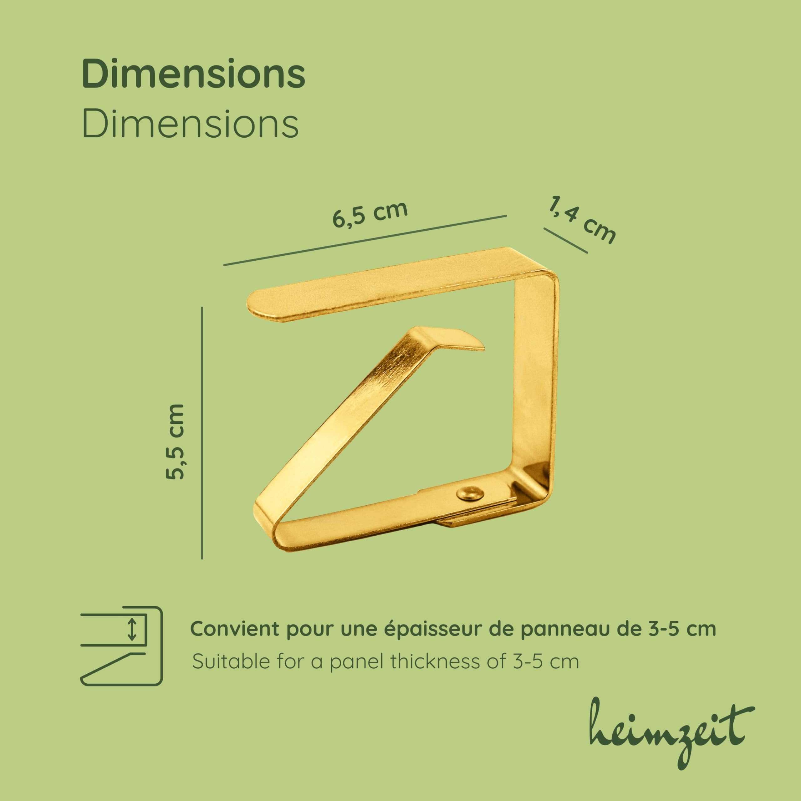 Pinces à Nappe en Acier Inoxydable 6 Pièces 6,5 cm Or pour Tables 3-5 cm