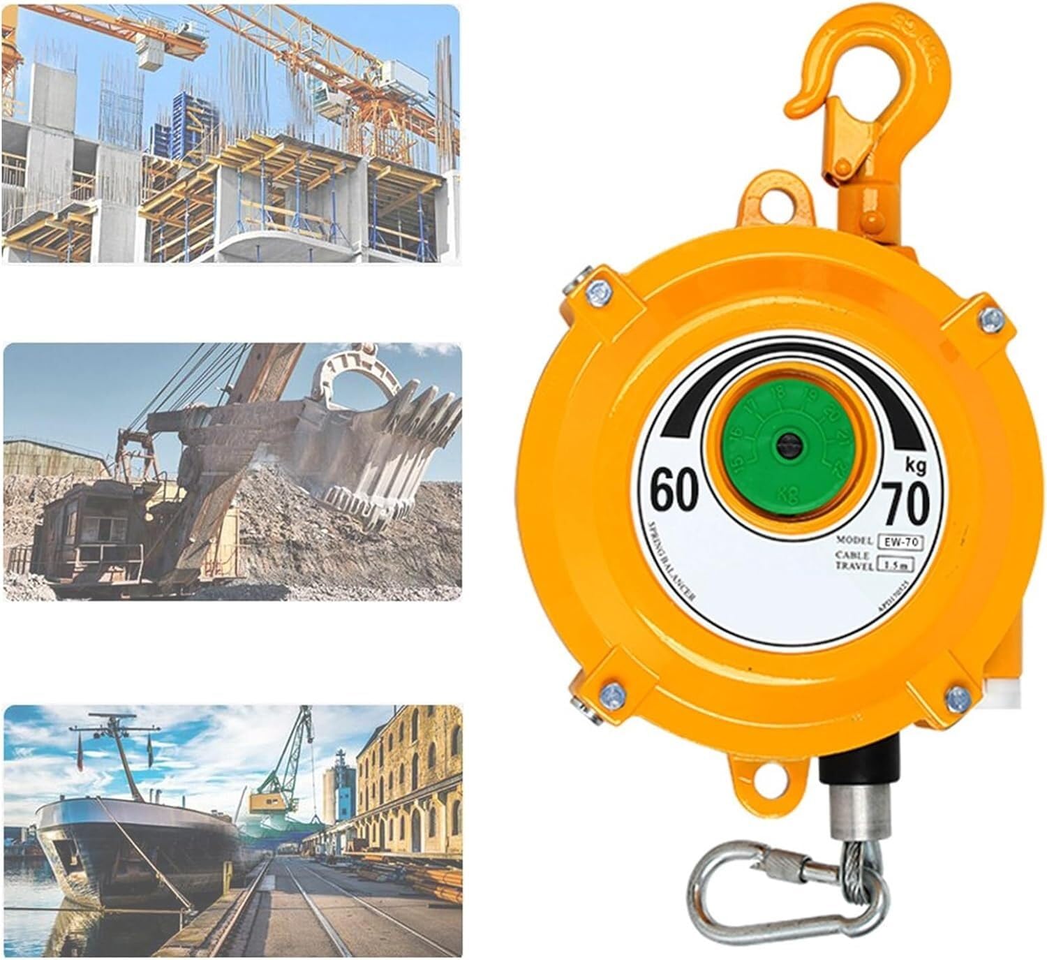 VUIKLCty Balancer Balancer With Hook And Wire Rope Hanger Spring Balancer, Multifunctional Aid (Size : 60-70kg)