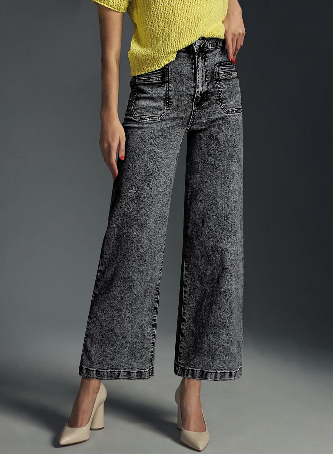 Astylish Womens Jeans Wide Leg High Waisted Stretchy Straight Leg Jeans Trendy Ankle Denim Pants with Patch Pocket - Image 5