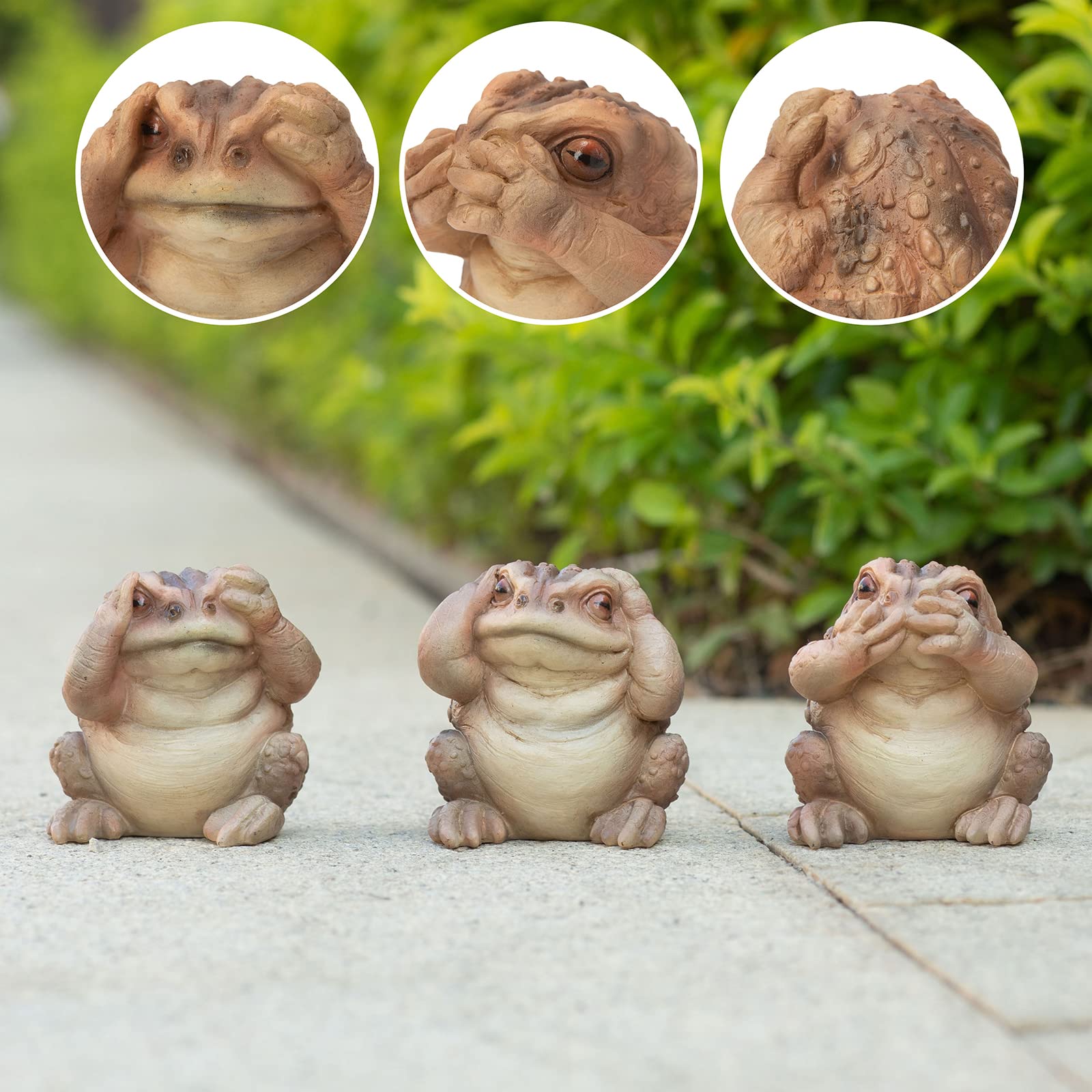 Wisifayardin Frosch-Figuren Set – 3 Stück Garten-Dekoration Aus Kunstharz | Niedliche Skulptur Für Draußen & Drinnen