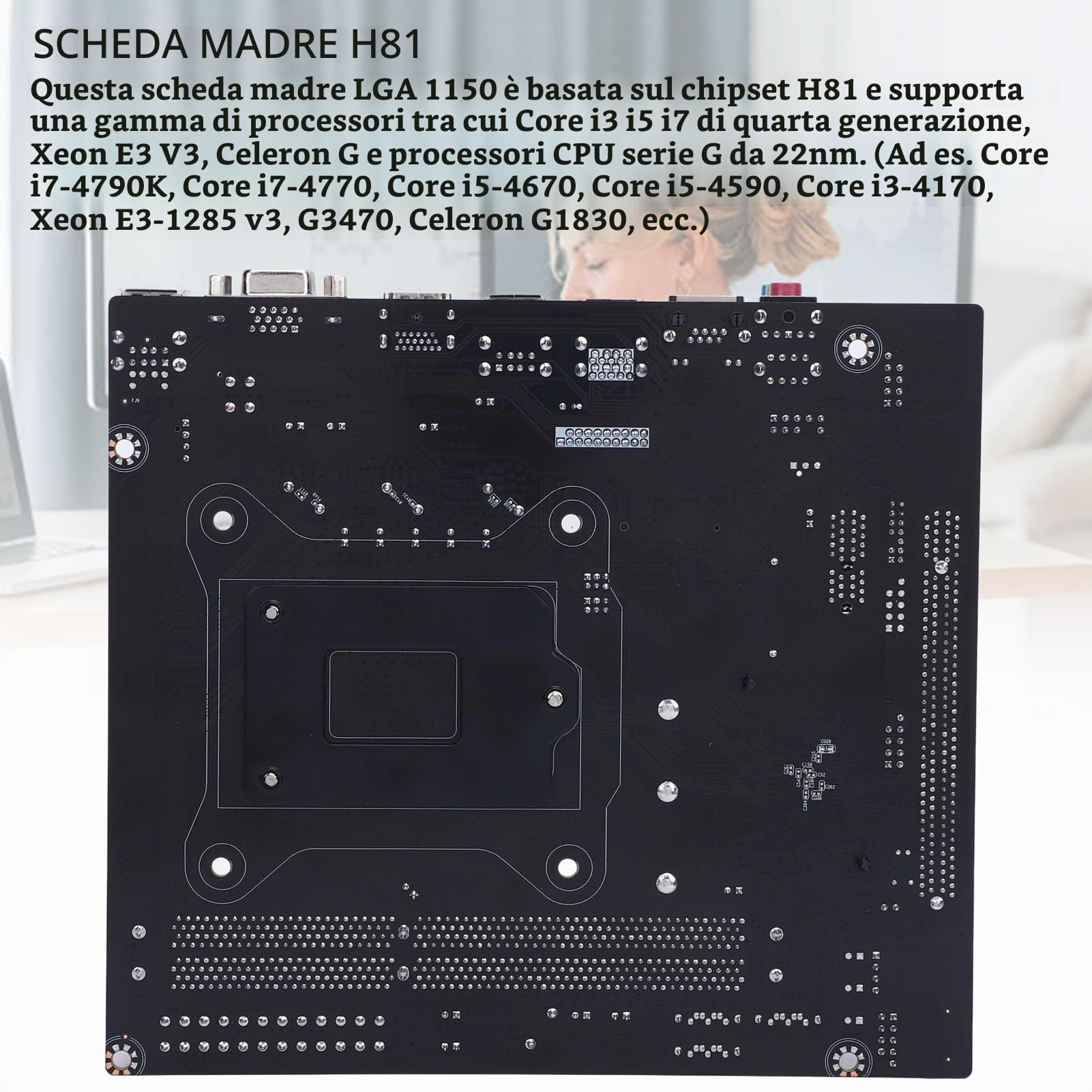 Tonysa Scheda Madre H81 LGA 1150 con Slot M.2, Micro ATX per 4th Gen I3 I5 I7 e E3 V3 CPU, Support DDR3 1600MHz, USB 3.0 SATA 3