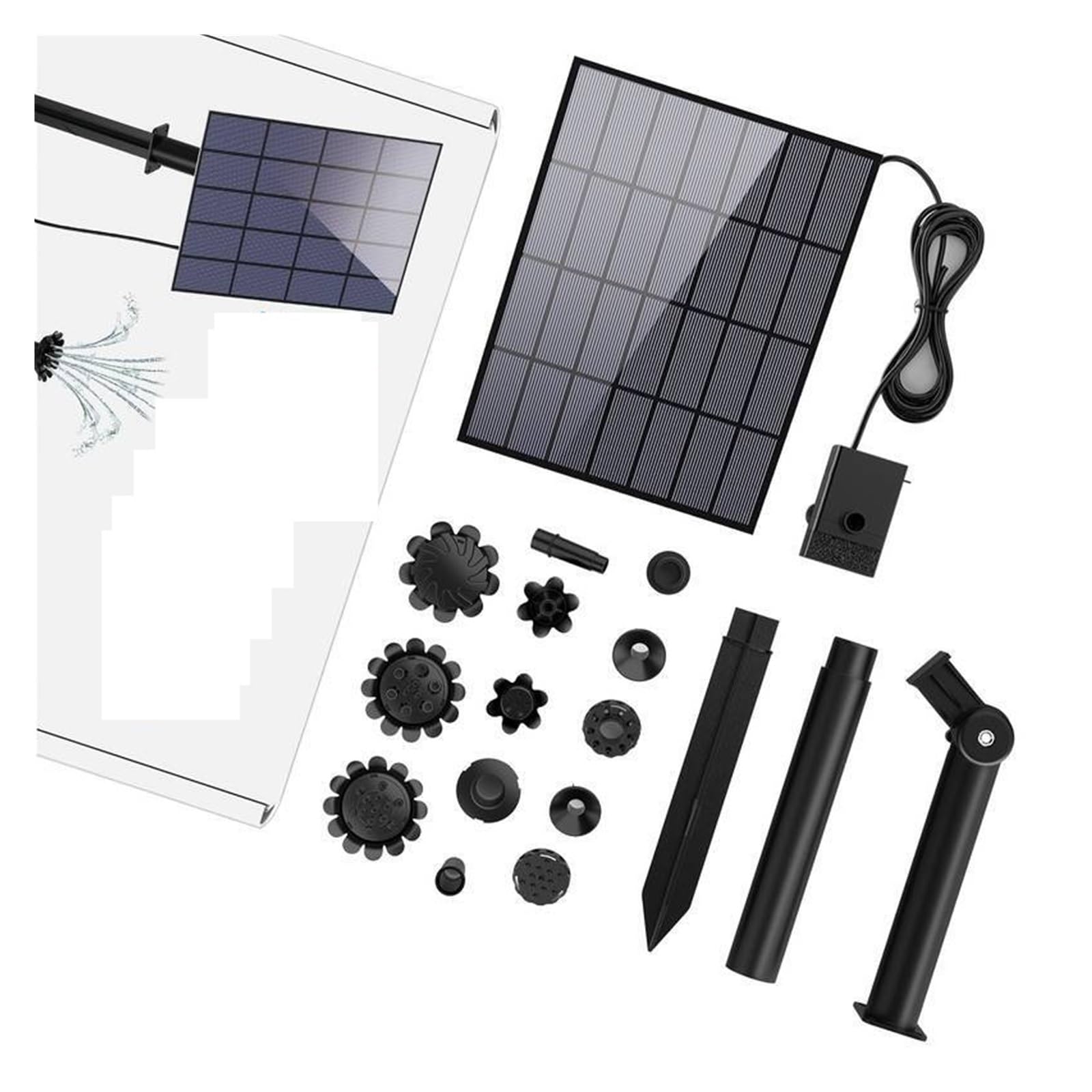 Fontana Solare da Giardino Esterno, Pompa fontana solare 3.5W Fontana pannello solare fai-da-te con pompa tubo acqua 4.9FT for vasca da bagno for uccelli Decorazione da giardino Animali domestici che