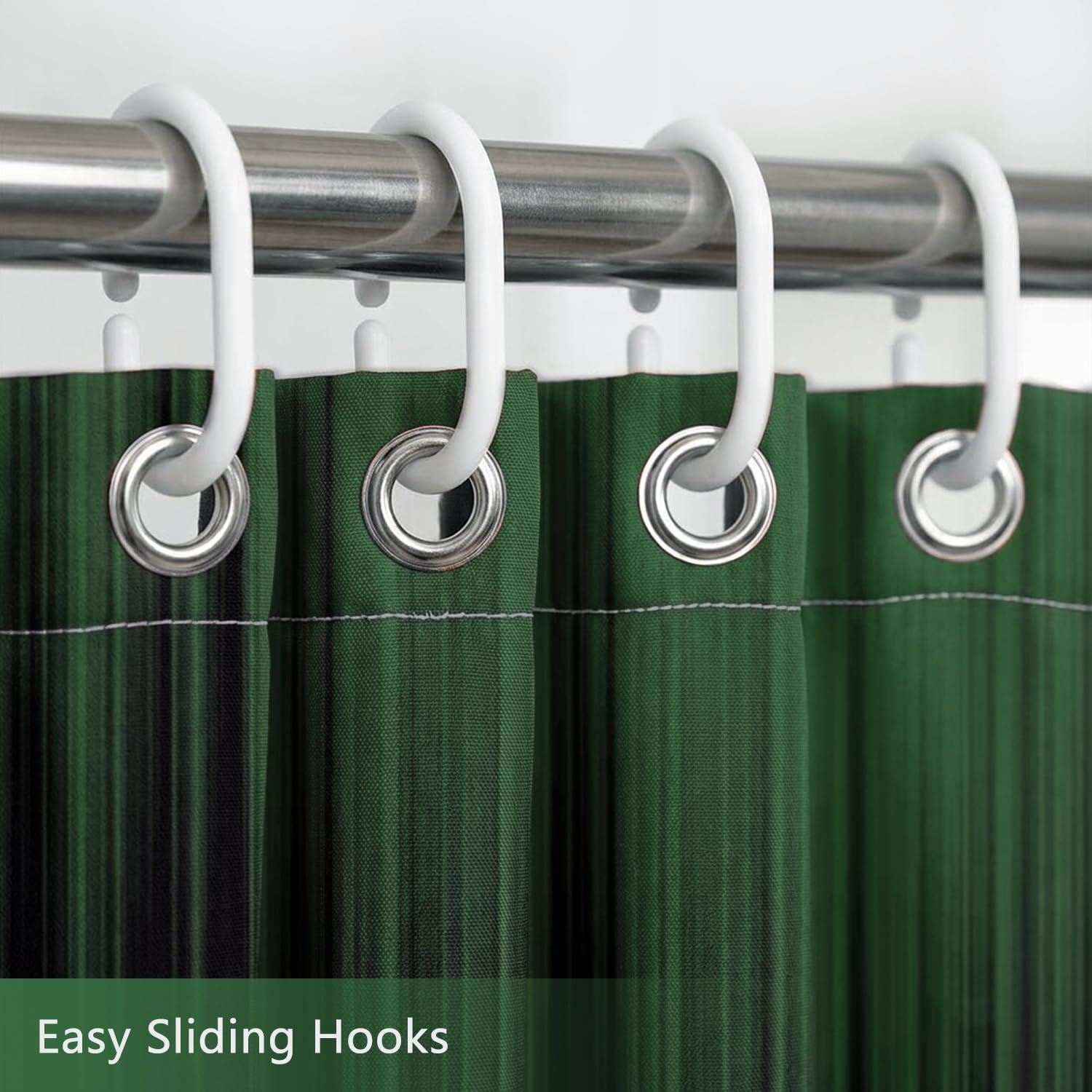 AAtter Green and Black Shower Curtain, Modern Ombre, 72x72 Inch, 12 Hooks image 5