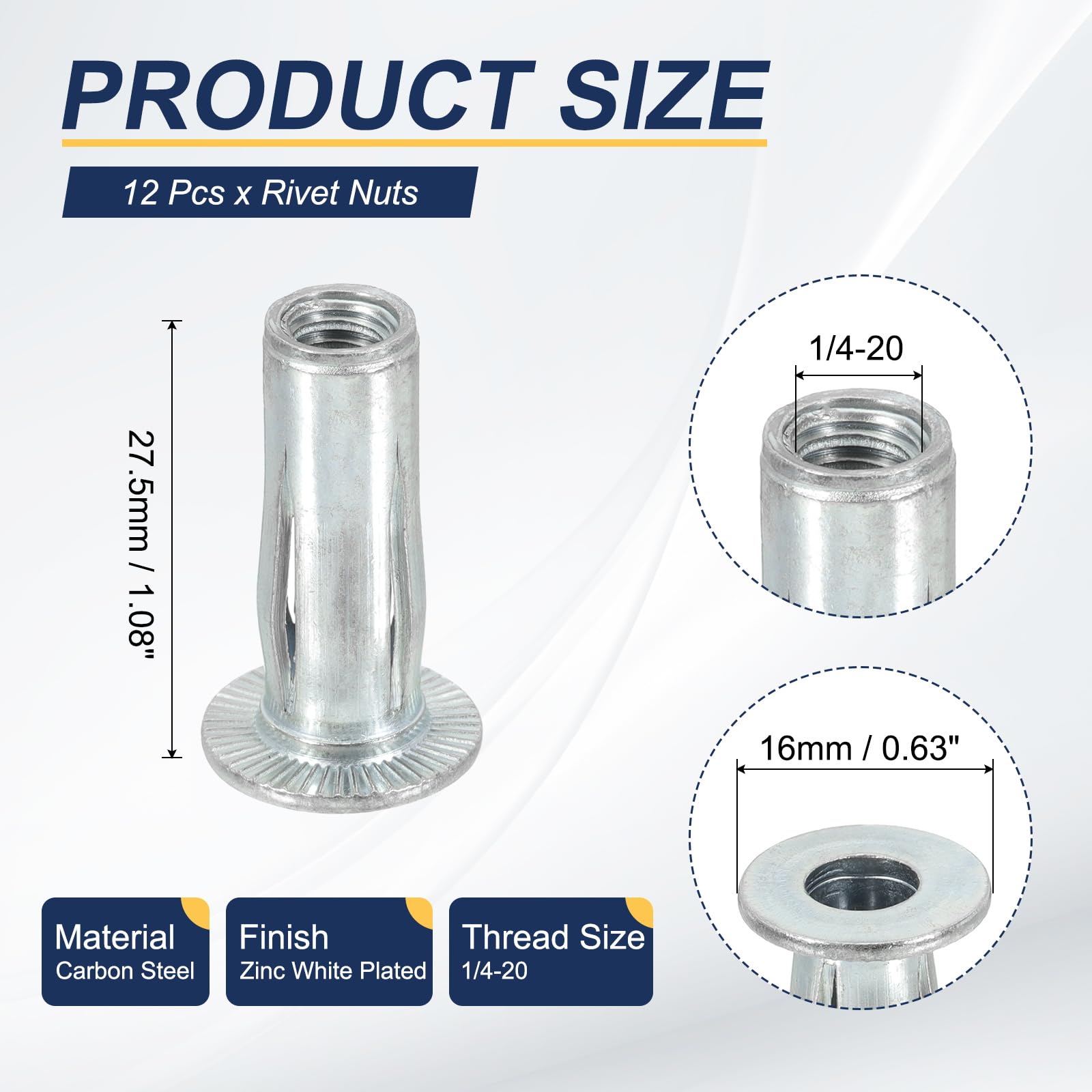 PATIKIL 12 Pcs Multi-Grip Rivet Nuts - Image 2