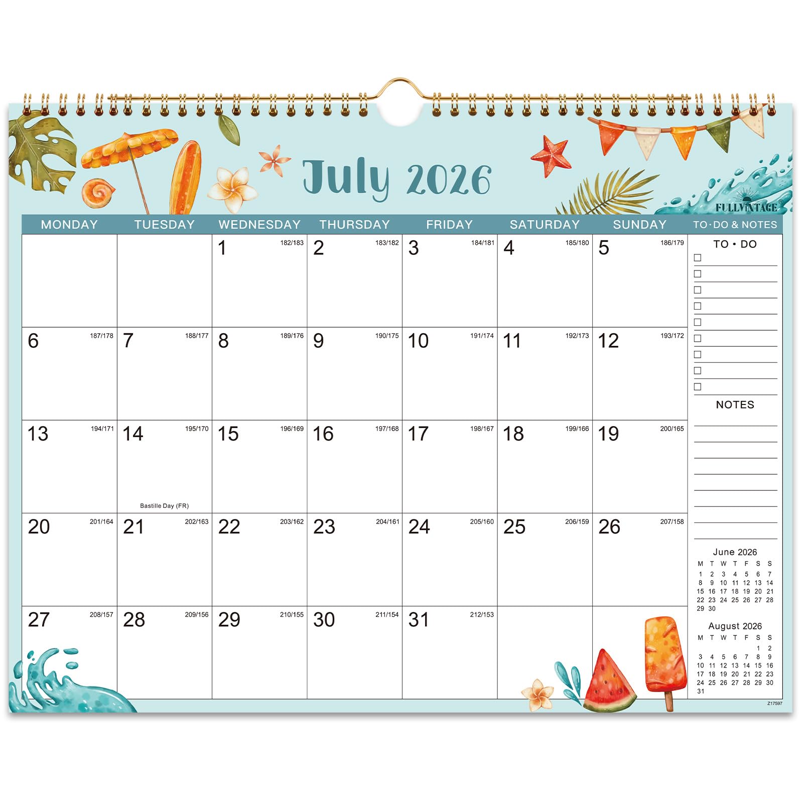 Calendar 2026 2027, 18-Month Wall Calendar from Jul. 2026 to Dec. 2027 | Family Wall Planner with Twin-Wire Binding, Large Writing Squares, Thick Paper, Sturdy Binding for Home & Office