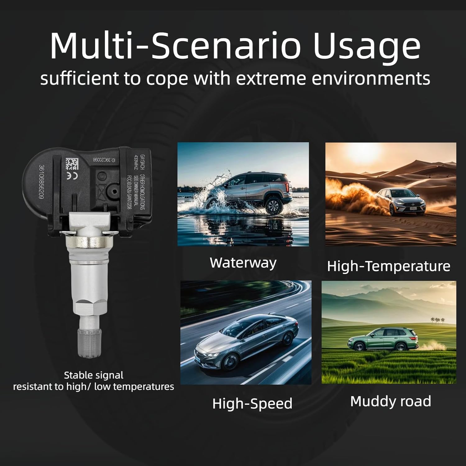 Tire Pressure Monitoring System Sensor (TPMS) Compatible with Santa Fe Optima Sonata Sorento G80 Soul Sportage Elantra Elantra Gt Veloster Gv80 52933D2100 52933D4100 52933D9100 52933F2000 433 Mhz 4-pc