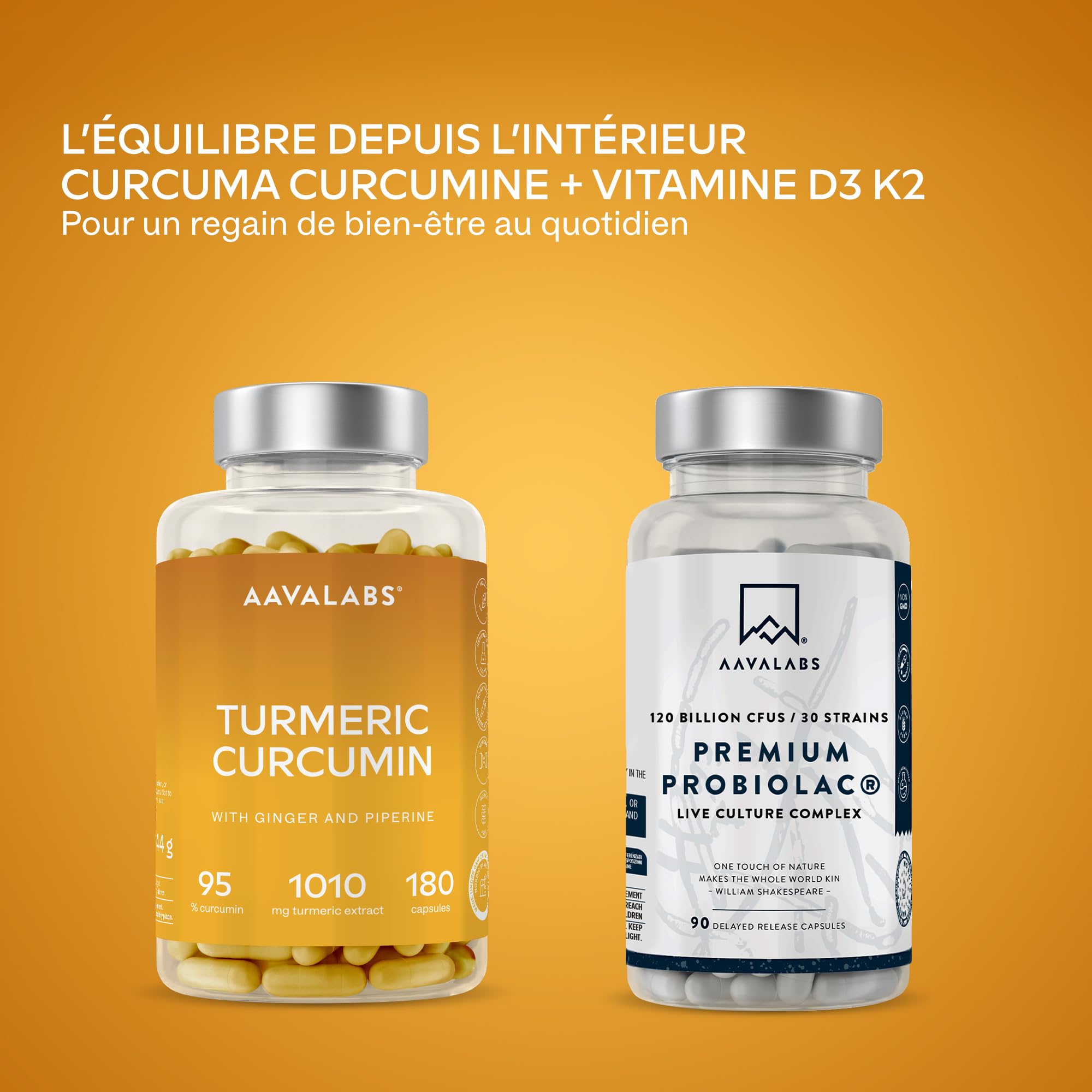 Curcumine Curcuma Gingembre Poivre Noir - Extrait de Curcuma, Piperine, Gingembre Gelule avec 95% de Curcumin et Pipérine - Turmeric Curcumin Vegan et sans OGM - 180 gélules