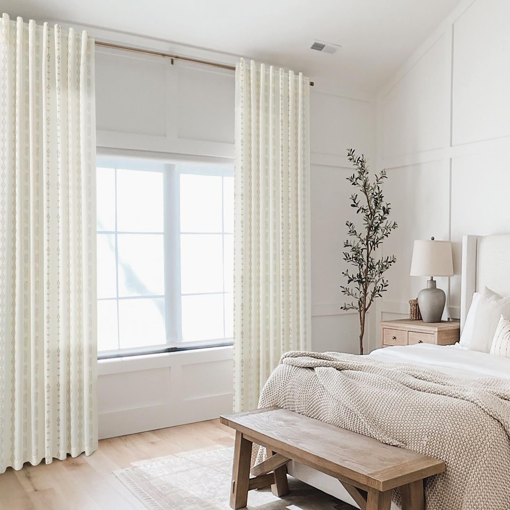 Rideaux courts transparents en lin avec pattes arrière taupe pour chambre à coucher, salle de bain, cuisine, 114 cm de long