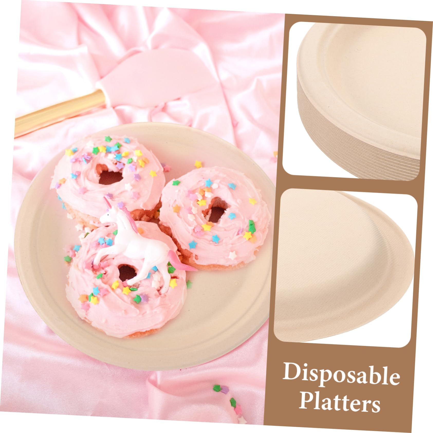FRCOLOR Piatti di Carta Biodegradabili 50 Pezzi Resistenti e Pratici per Dessert e Feste per Barbecue e Uso Quotidiano