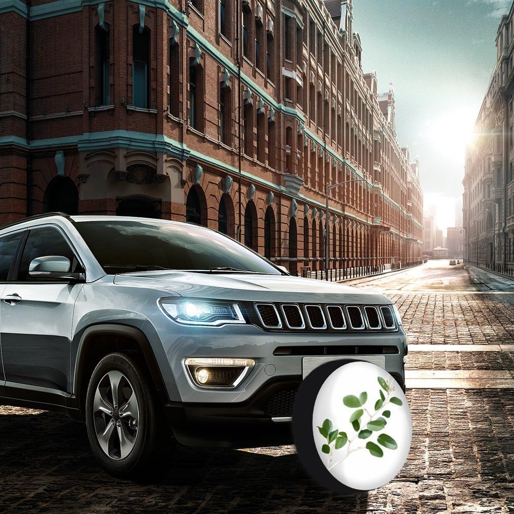Universal Fits Diameters 28-34inch Spare Wheel Tire Cover White Natural Greenery Twig Waterproof Leather Wheel Cover for Trailer RV SUV