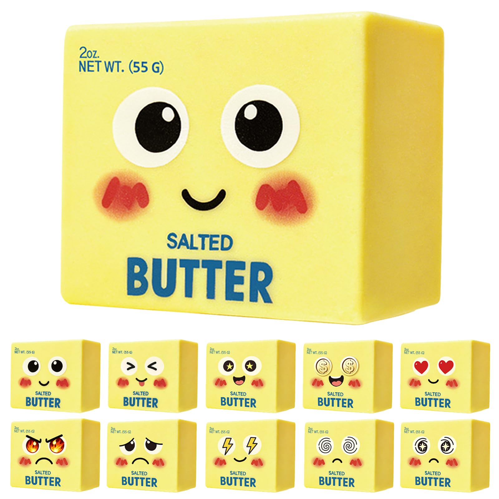 Butter Squishy, Slow Rebound Squeeze Stress Relief Toy | Upgraded Office Desktop Ornament, Portable Fidget Accessory, Relaxing Leisure Gift for Teens and Adults (Smiley)