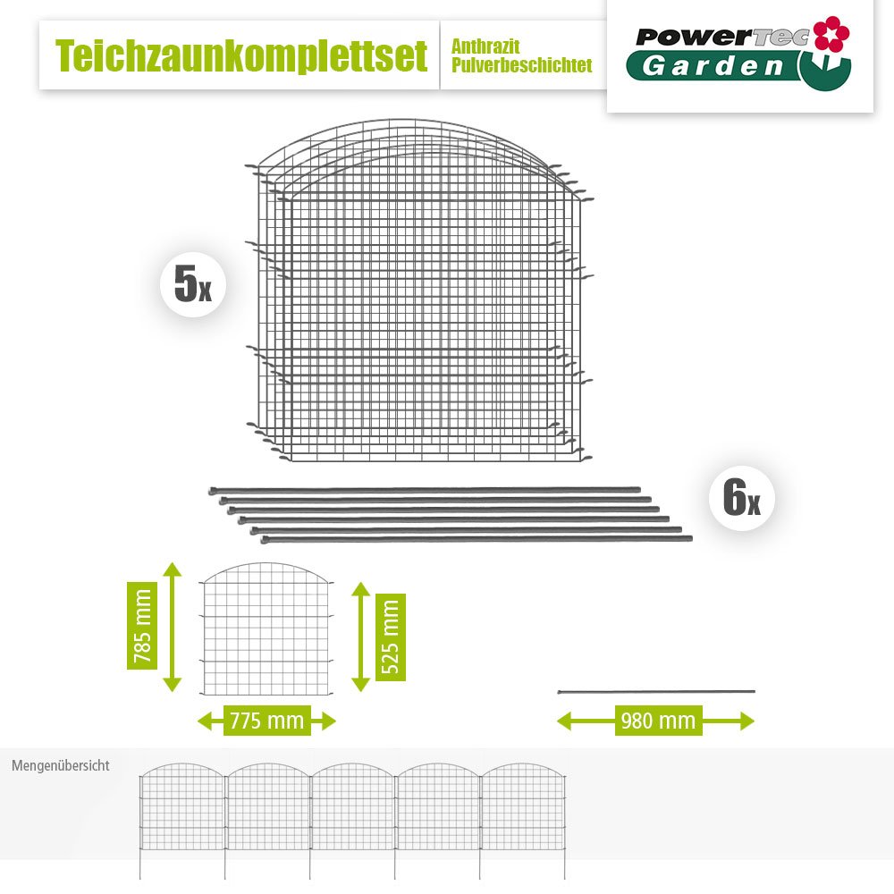 Teichzaun Oberbogen Anthrazit