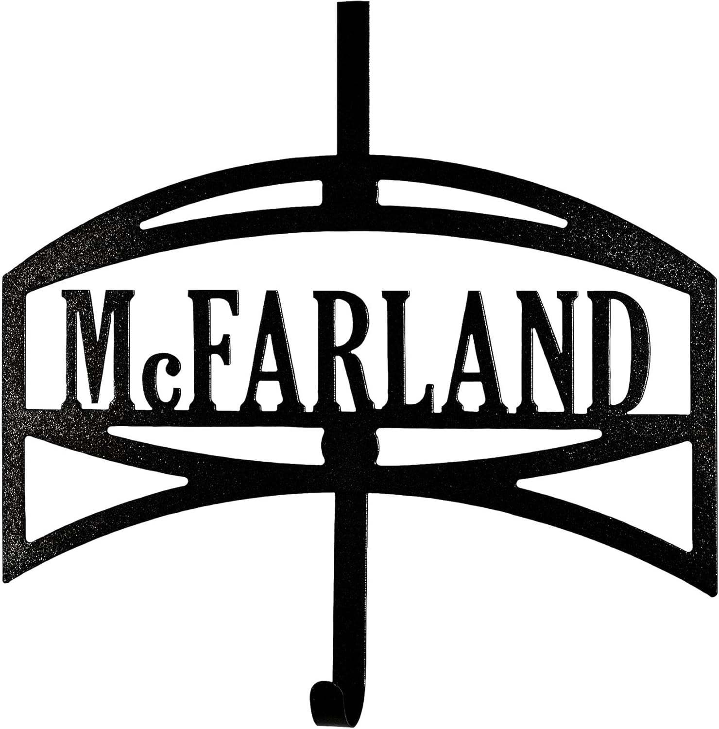 Fellows Personalized Over-The-Door Hanger | Durable Black Powder Coat | Handcrafted in the USA | Modern Geometric Steel Door Hook Design with Your Custom Last Name for Seasonal Holiday Wreath or Sign