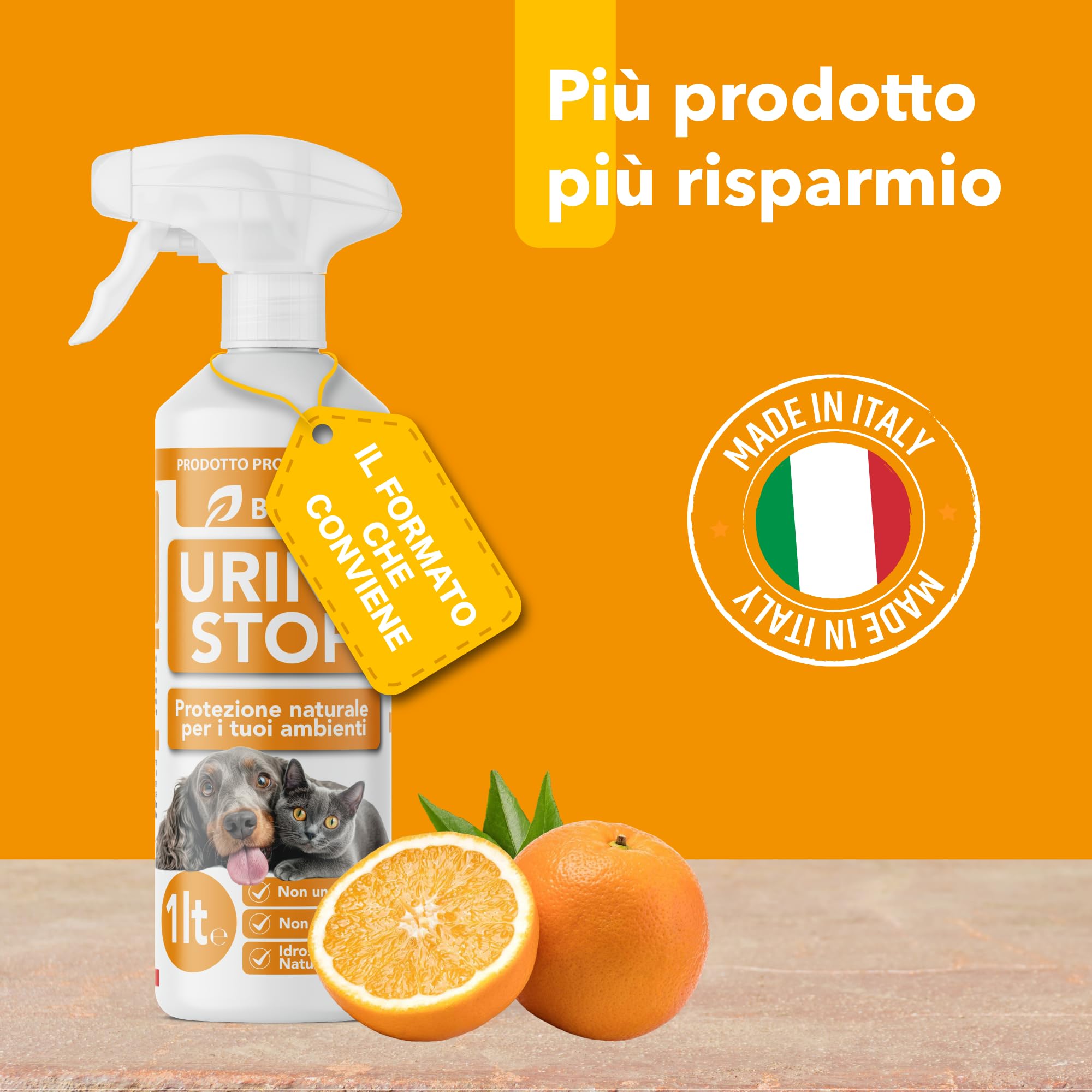 Bionee Urine Stop Spray Naturel pour Chiens et Chats 1L - Double action : Dishabituant aux Agrumes + Élimine les odeurs - Prêt à l'emploi, pas de taches, sûr pour les environnements intérieurs et