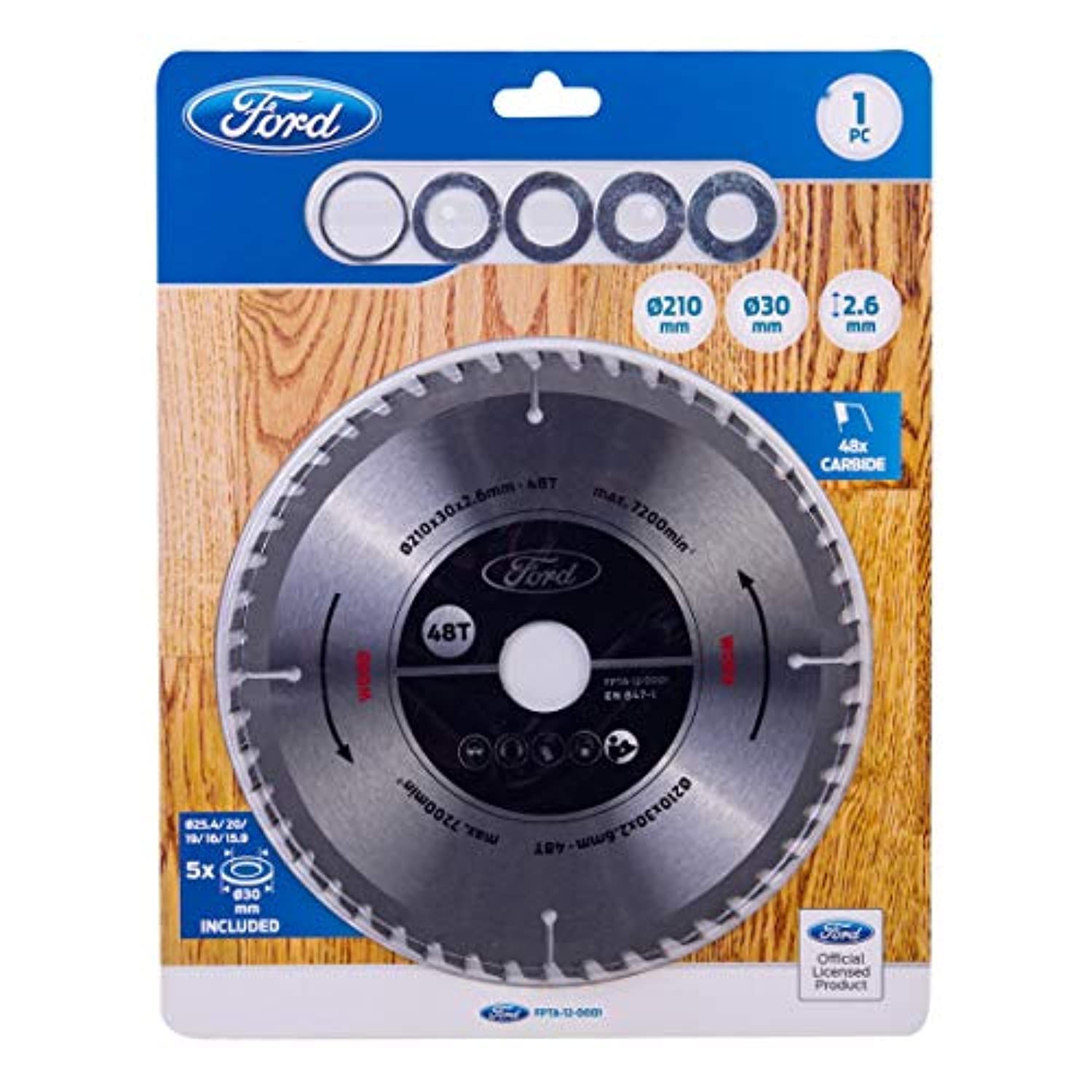 Tools 48T Carbide-Tipped Circular Saw Blade For Wood Cutting, 210 x 30 x 2.6mm, FPTA-12-0001
