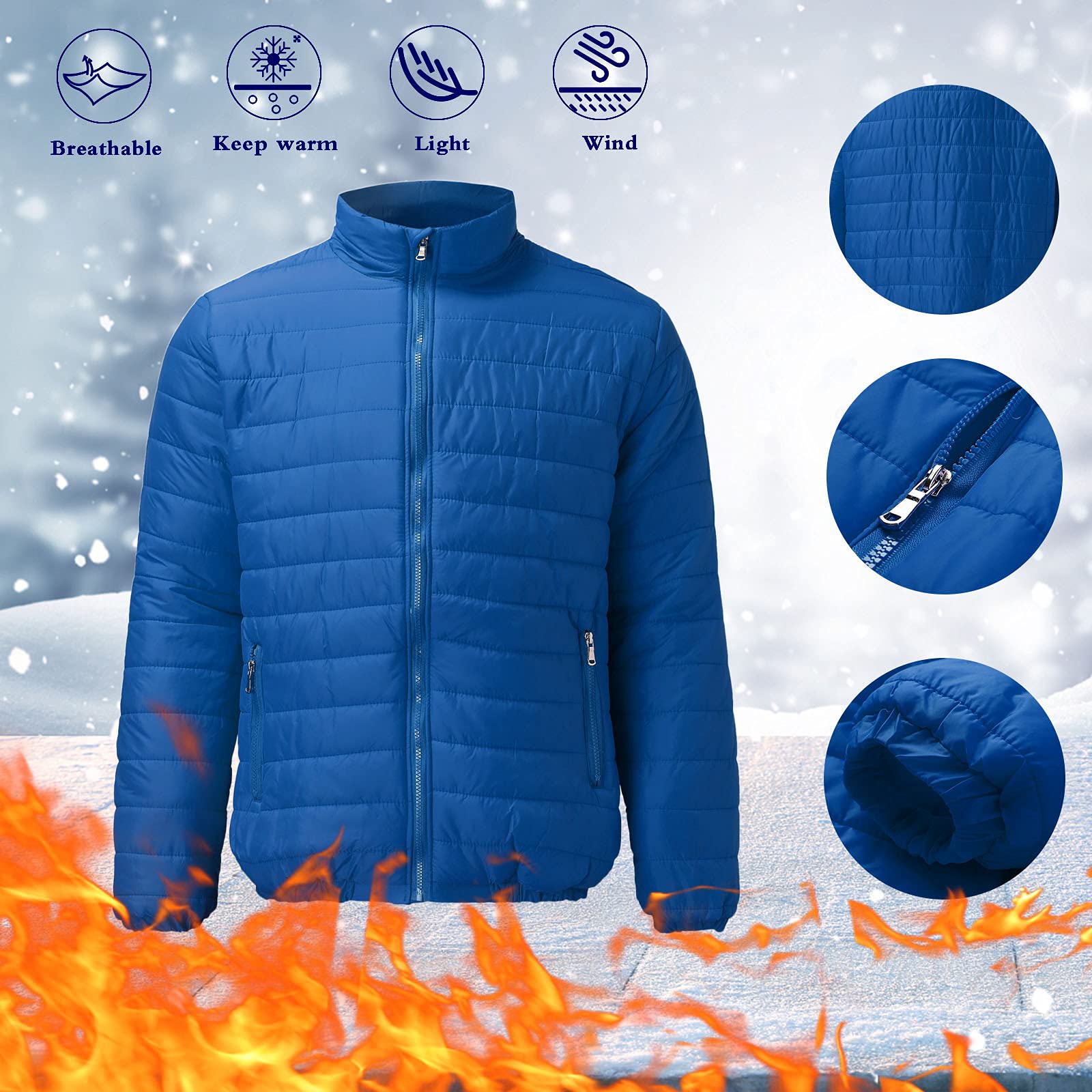 Piumino Uomo 100 Grammi Invernale Senza Cappuccio con Colletto Eretto e Zip Giacca a Vento Imbottita Trapuntata Traspirante Caldo Casual Leggero Primaverile Autunnale per Lavoro Sportiva Trekking 2025