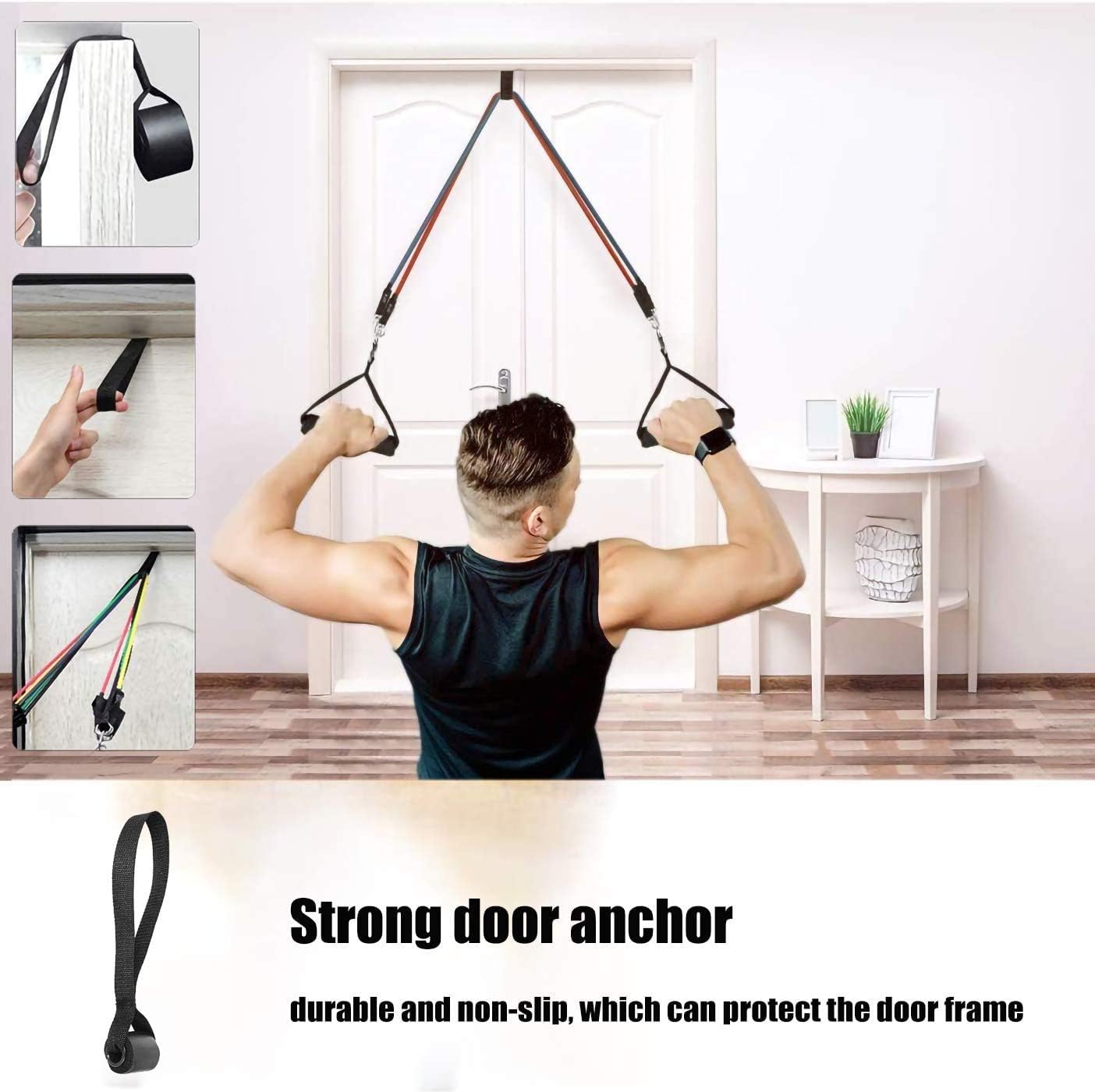 Resistance Bands Set, Exercise Bands with Handles, Training Tubes with Door Anchor & Ankle Straps for Resistance Training, Physical Therapy, Home Workout, Yoga, Pilates Stackable up to 150 lb-QiSa