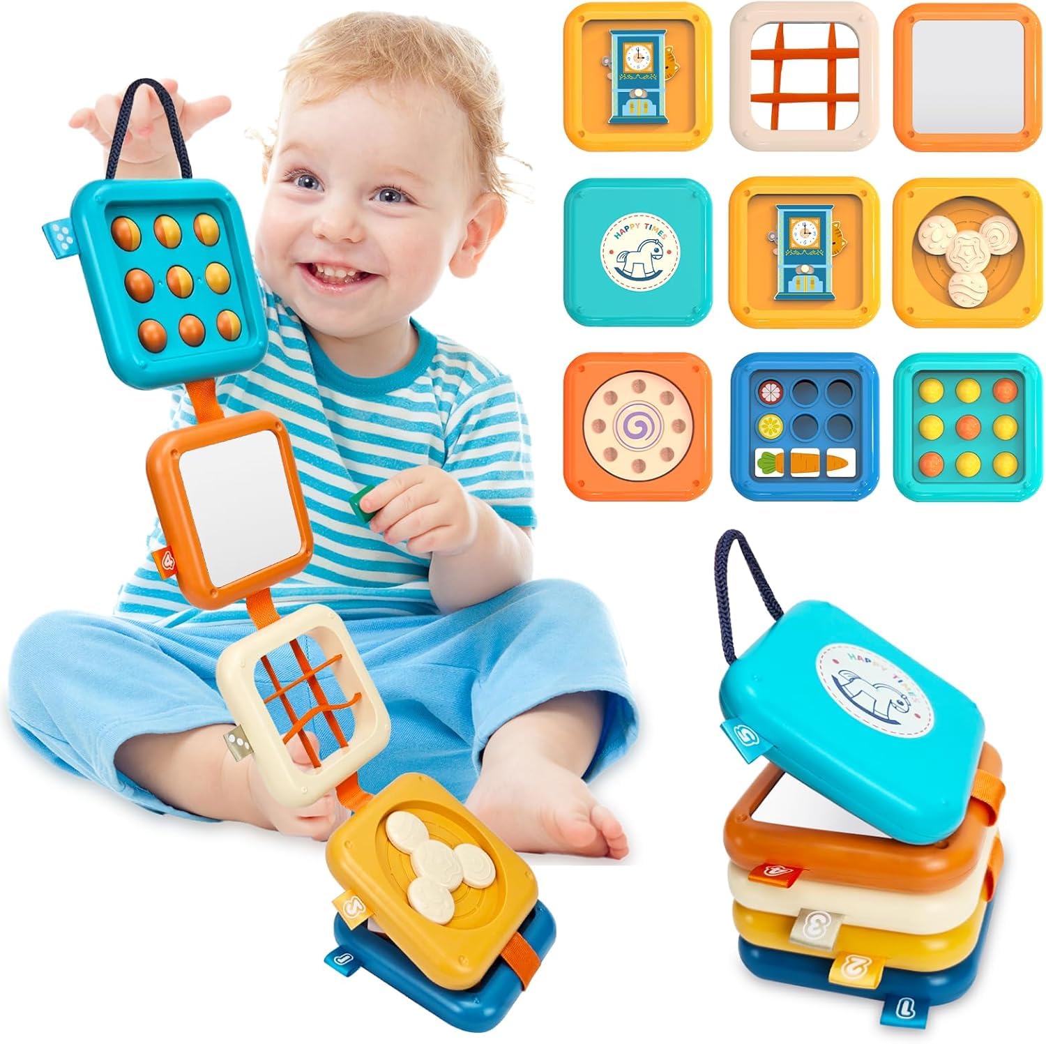 Jumairaye Baby Busy Board for 3-5 Year Old, Montessori Toys Toddler Toys Travel Activities Busy Cube Gifts Baby Boy Girl My First Montessori Busy Board