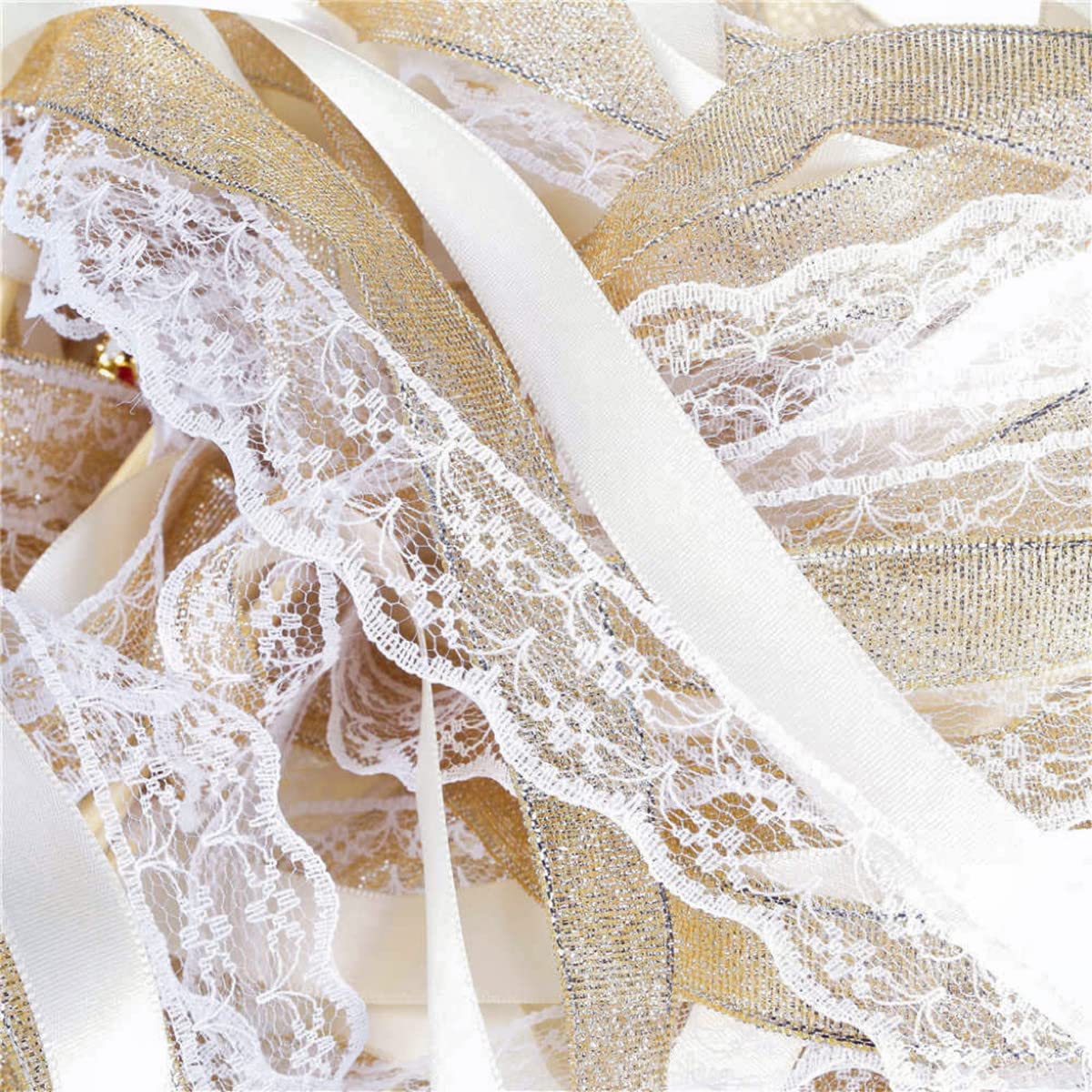 20Pcs Ivory Ribbon Wands Lace Fairy Sticks With Bells Wedding 20Pcs Ivory Ribbon Wands Lace Fairy Sticks With Bells Wedding