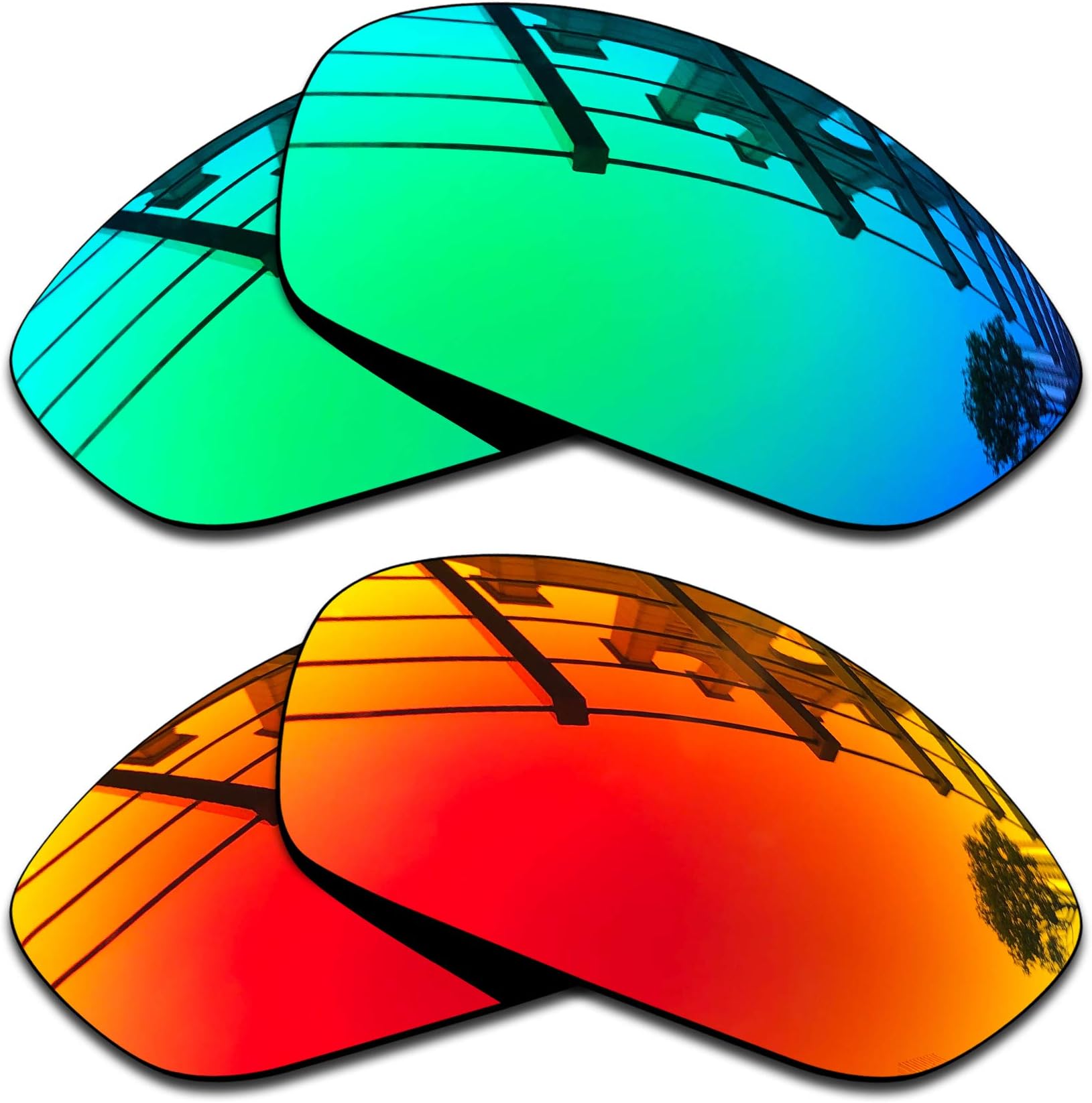 Premium Polarized Mirror Replacement Lenses for Oakley X Squared OO6011 Sunglasses - Jade Mirror+Fire Orange Mirror