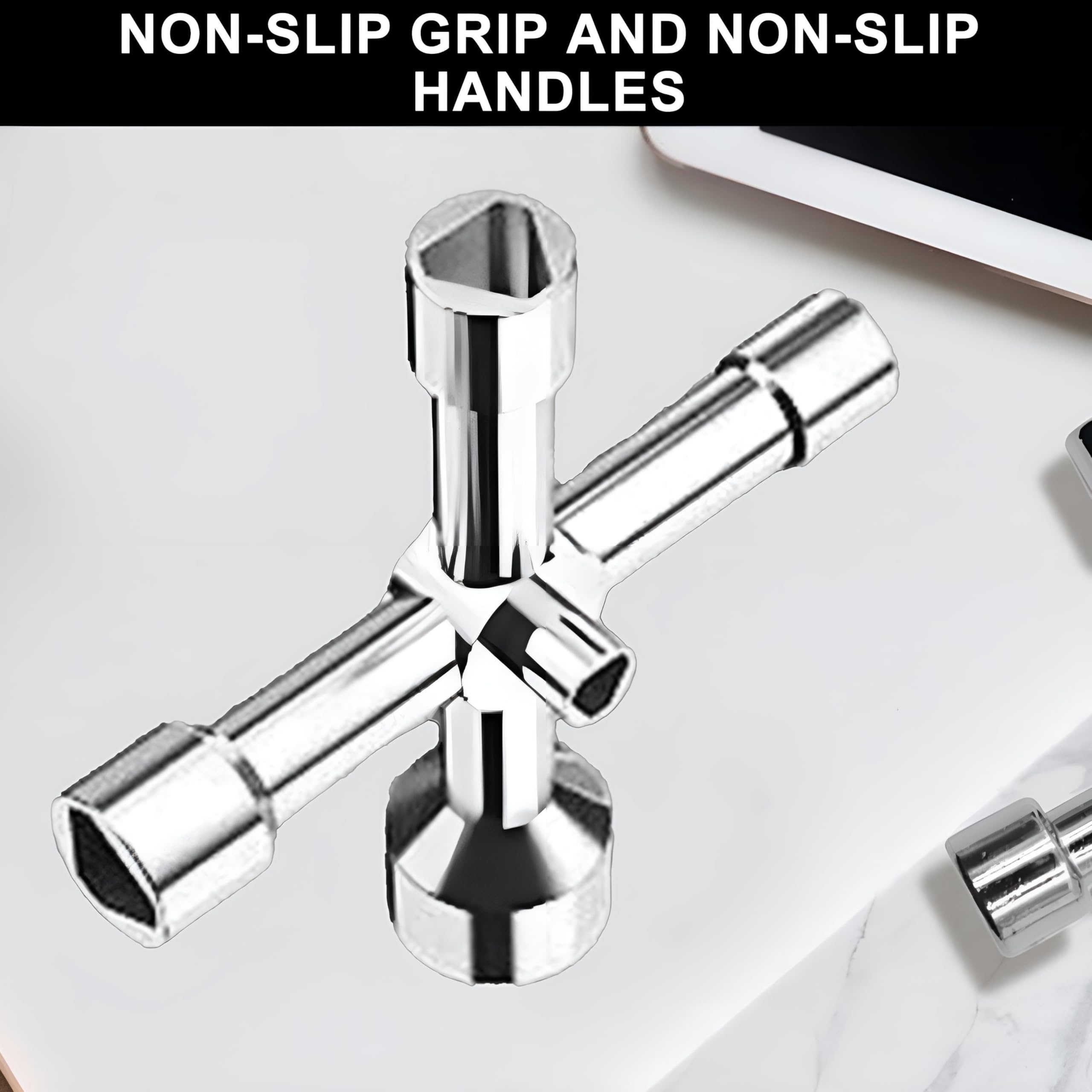 1PC 4-Way Utility Key - Stainless Steel Service Cabinet Key