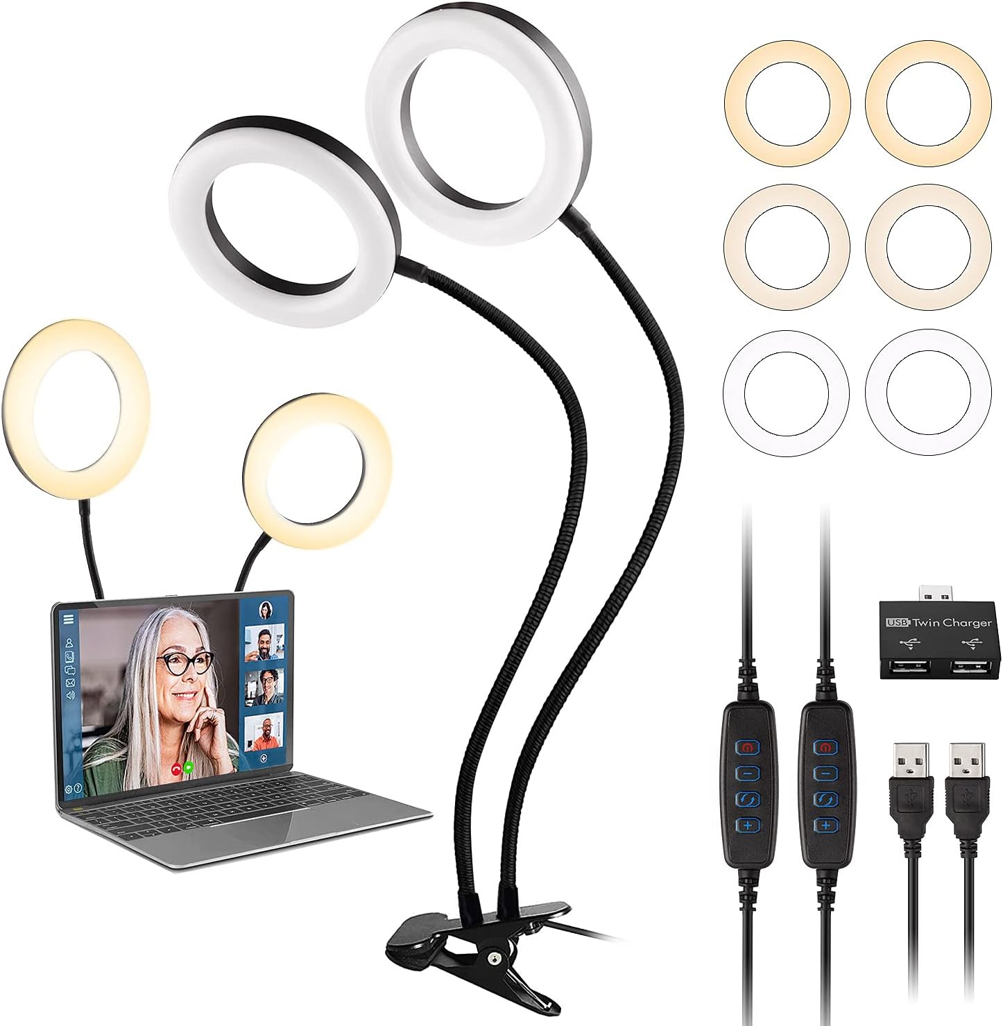 Buy Dual Ring Light for Laptop, Computer, UPXDUMI 6 inch Desk Circle
